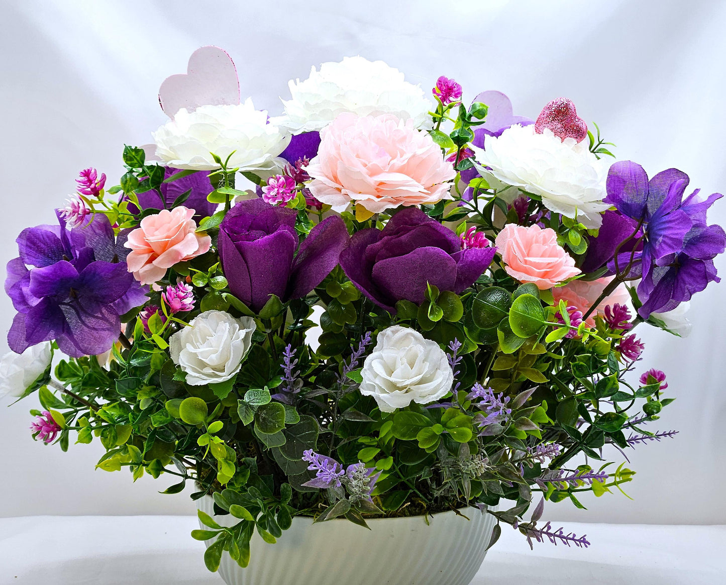 Romantic Bee Mine Card, Valentine Day Greeting, Pink Purple Greenery Scene, Couple in Love, Heart Flowers