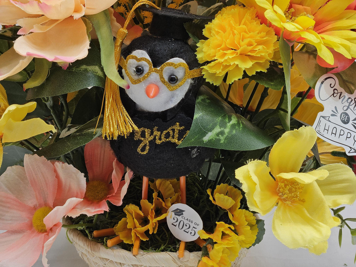 2025 Graduate Bird Flower Arrangement - Unique Senior High School & College Graduation Centerpiece - Gift