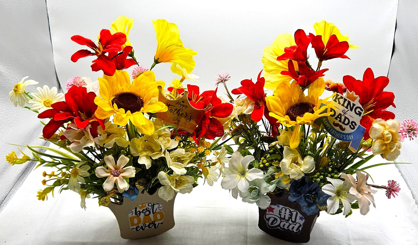 Best Dad Ever Gift: Handpicked Flower Gift Set in Wooden Crown Pot, Father's Day Surprise, #1 Dad Father's Day Gifts, 2 Options