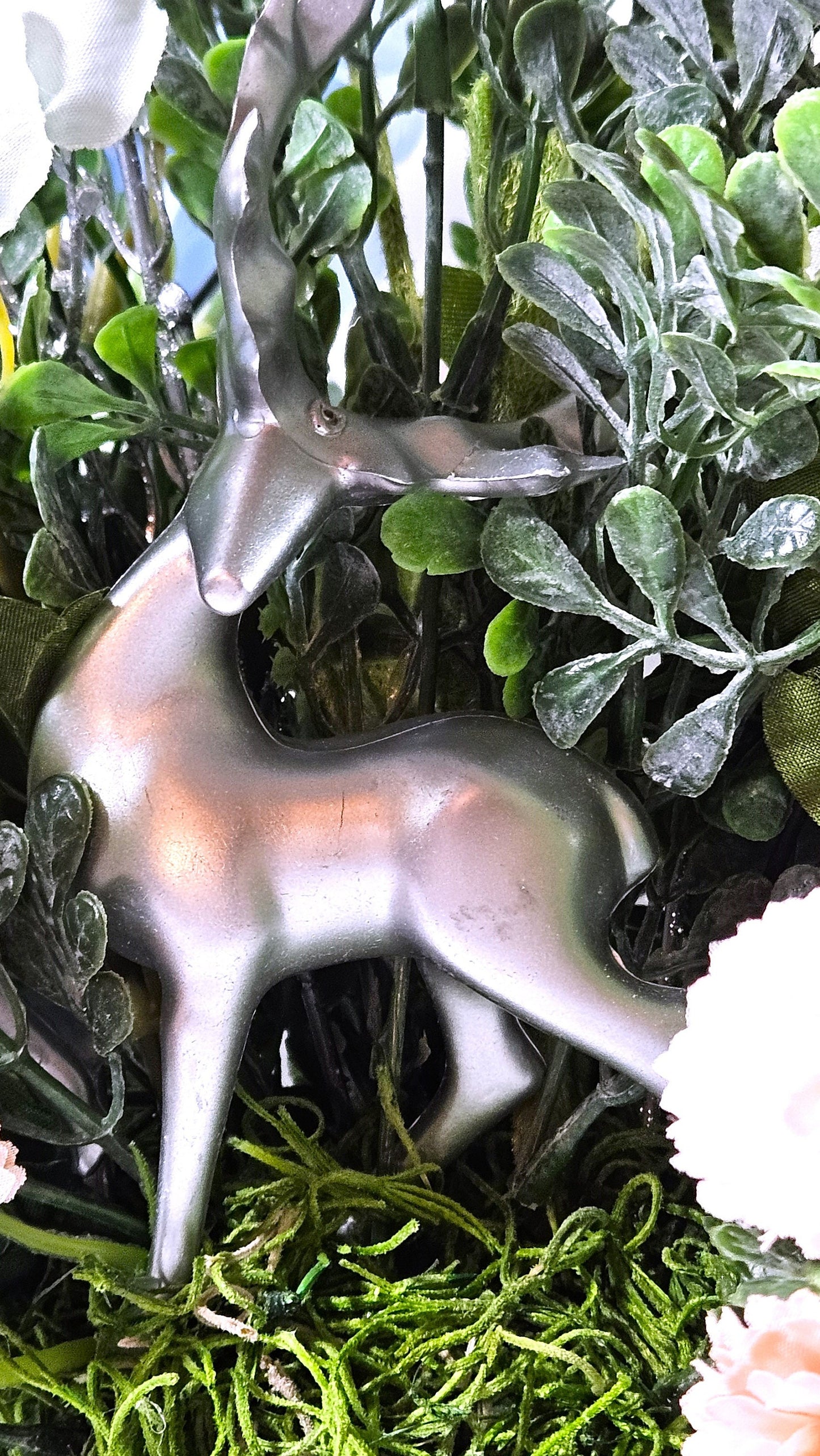 Floral Arrangement with Majestic Deer Amongst Blue/Pink or Orange/Peach Flowers, 2 Deer Options