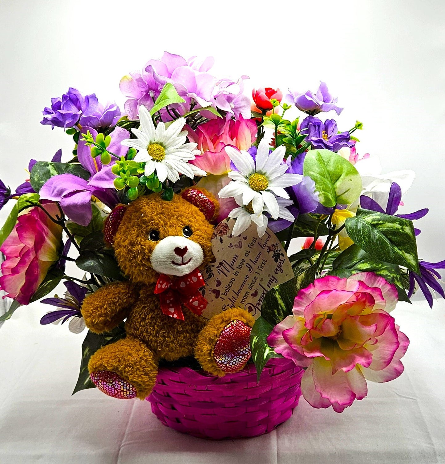 Purple Roses Gift, Floral Centerpiece, Unique Gift for Her, Special Day Present, Handmade Flower Arrangement, Birthday Gift