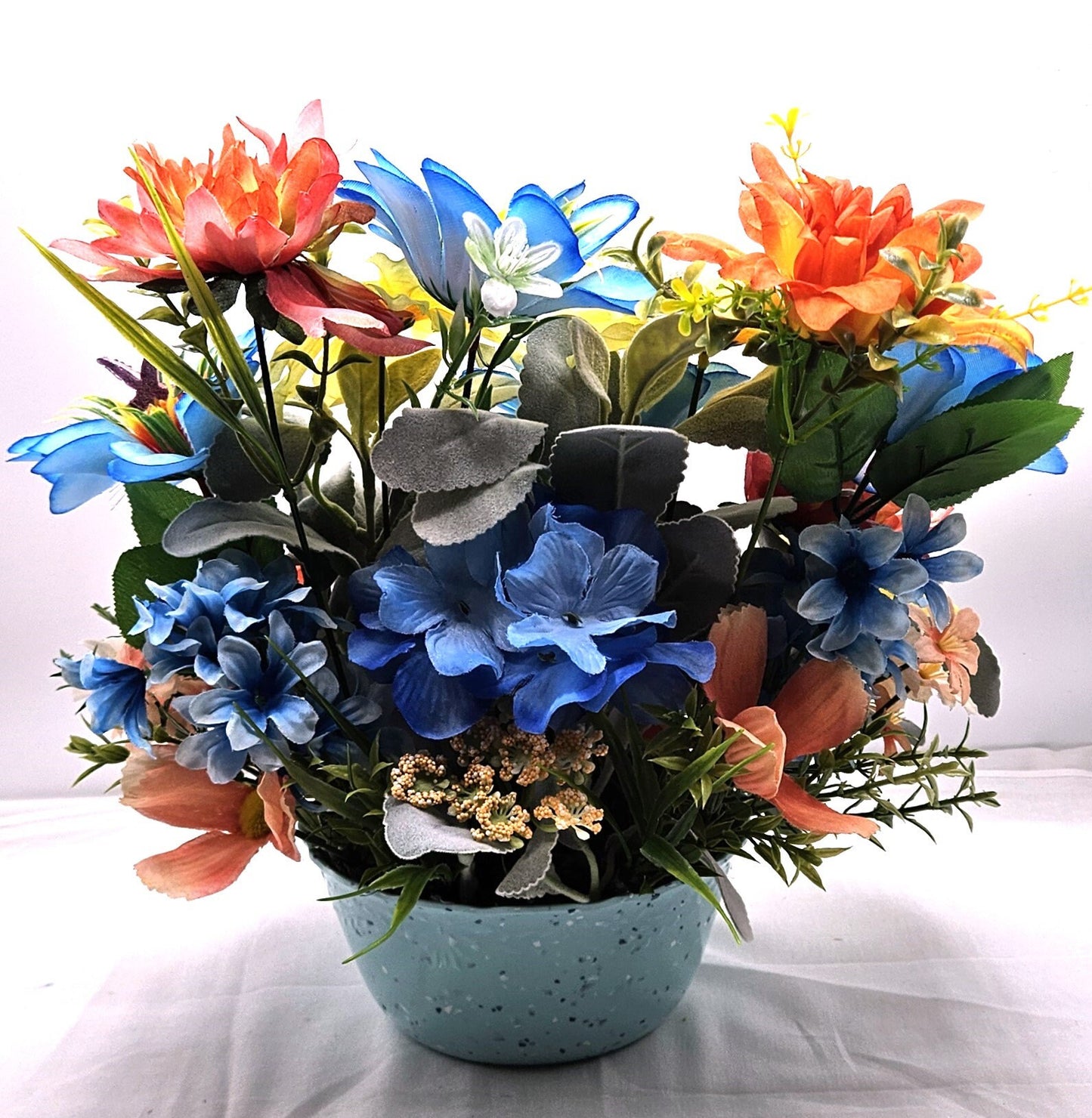 Seaside Serenity Coastal Decor, Sailboat and Lighthouses, Teal/Aqua Flower Arrangement, Beach Lover Gift, Sea Life Decor