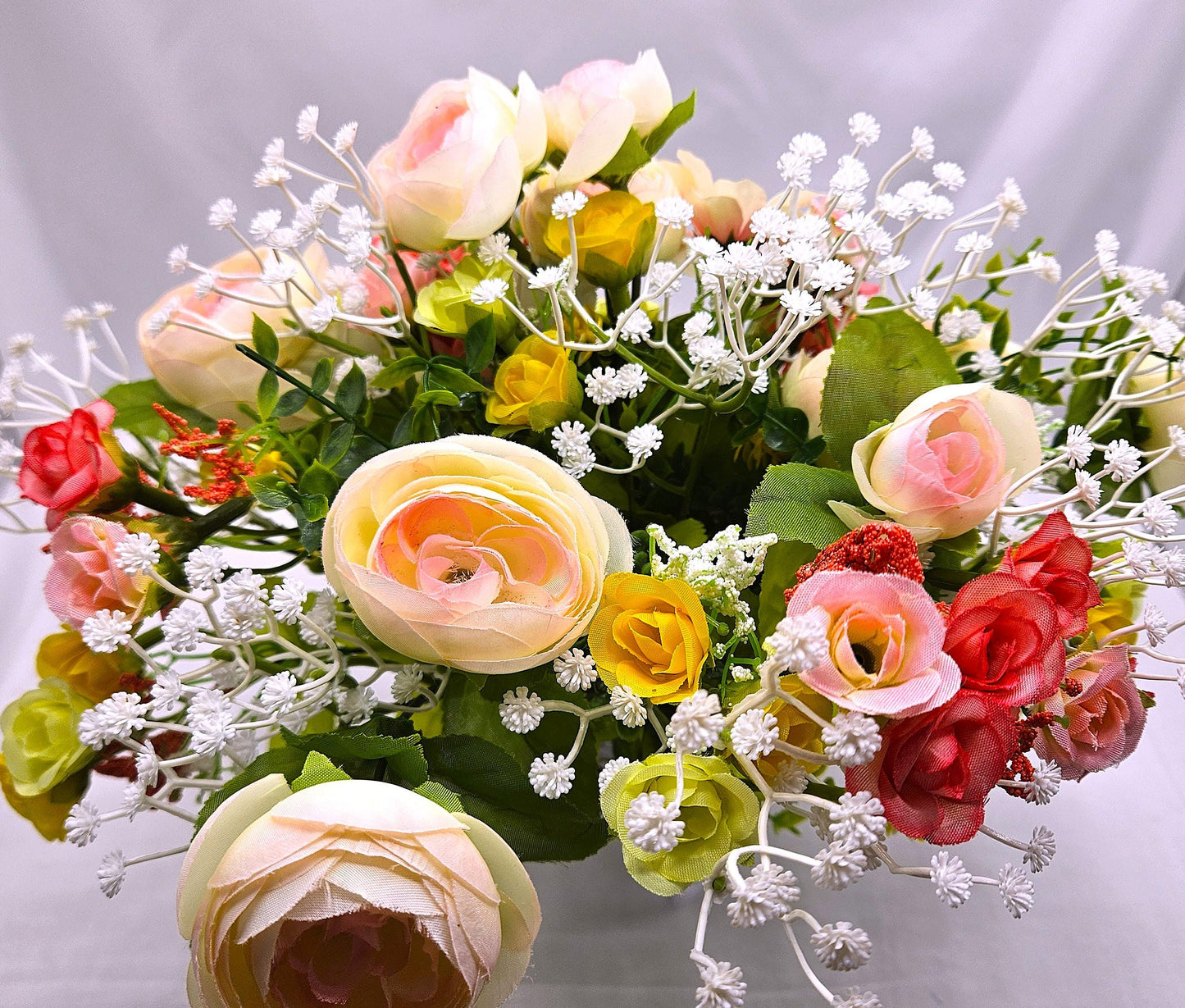 Bike Basket w/Flowers, Centerpiece/Gift/2 Choices/Cheerful Sloth/Cute Puppies/Blue/w White or White w/Pink/Yellow/White/Vibrant Florals