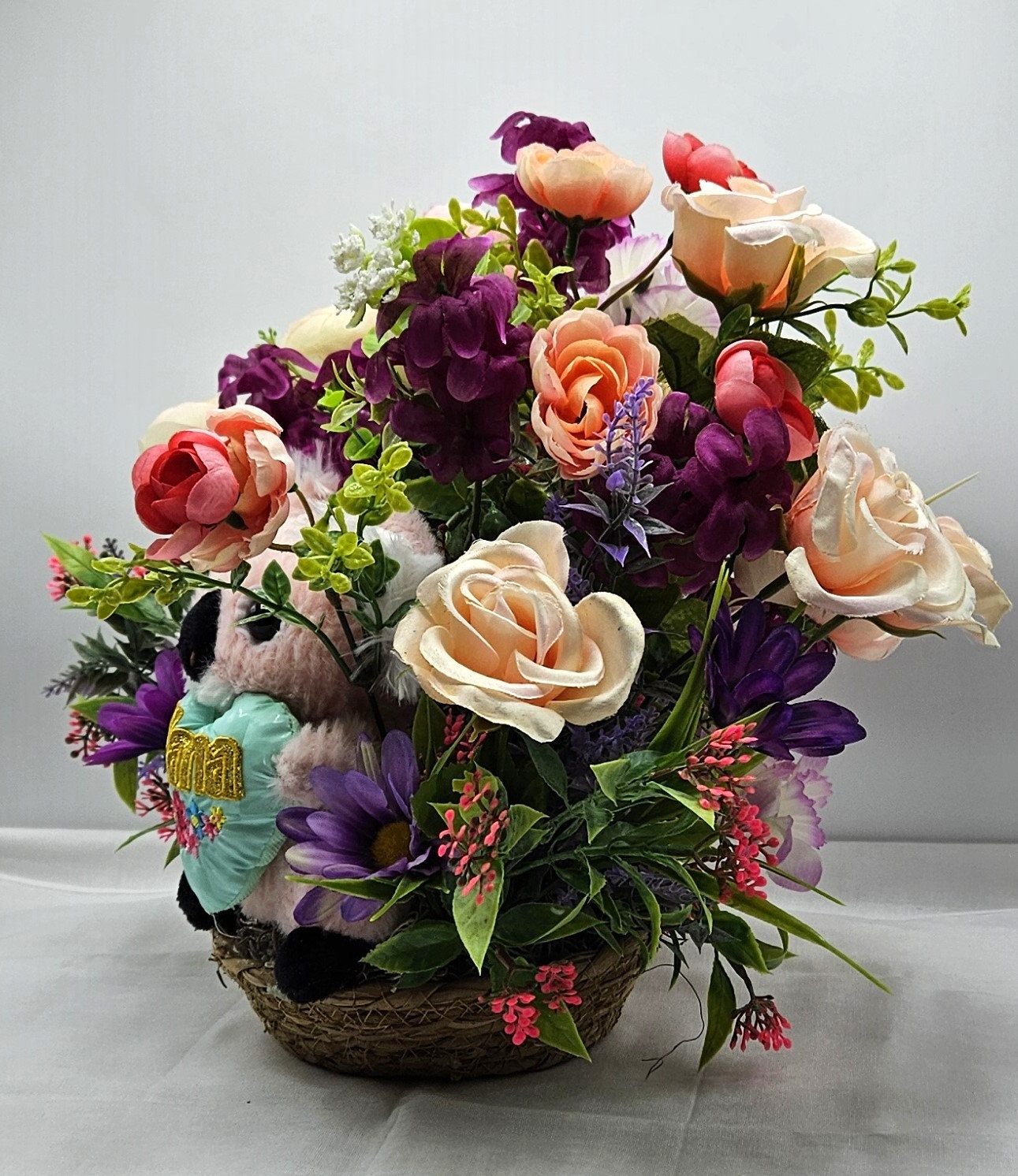Nana Floral Arangement, Pin/Peach/Lila/Purple Flower Arrangement, Gift for Nana or Grandma, Birhtday Gift or any Occasion