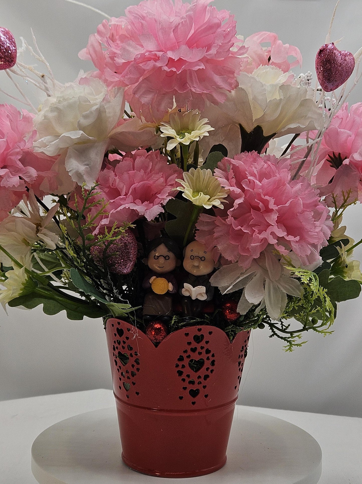 Romantic Grandparents Flower Arrangement, Love Grandma, Love Grandpa, Grandparents Flower Centerpiece