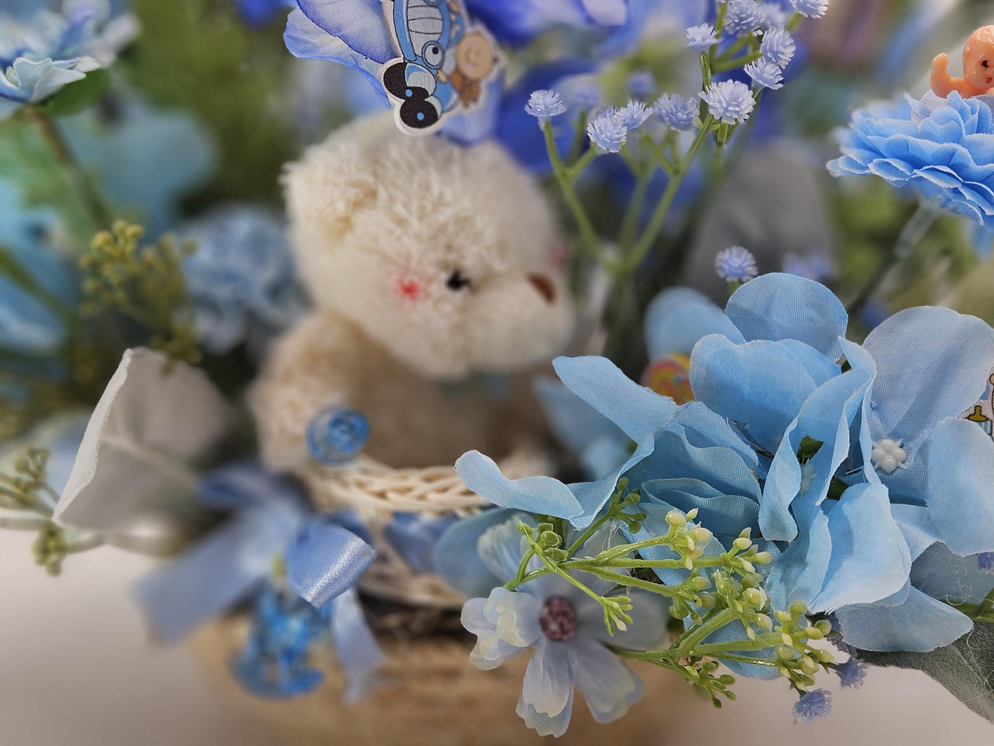 Welcome Baby W/these Pink Buggy or Blue Basket/Bassinet Floral Centerpieces, 2 Options, Boy or Girl, Baby Accents and Decor/Great for Shower