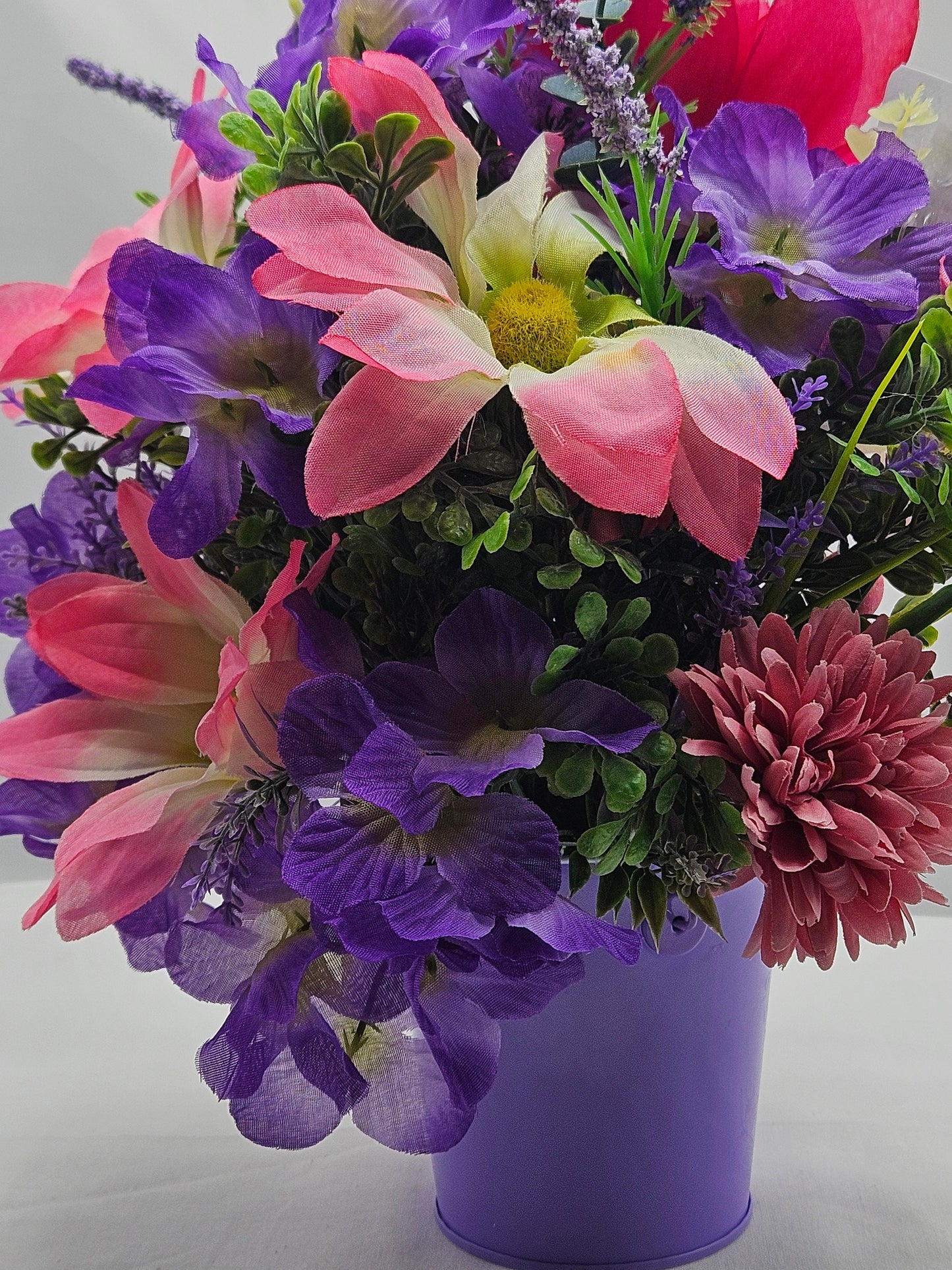 Flower Arrangement with Message to Greet Each New Day With Praise and Gratitude, Birds Throughout the Garden, Bird Lover Gift