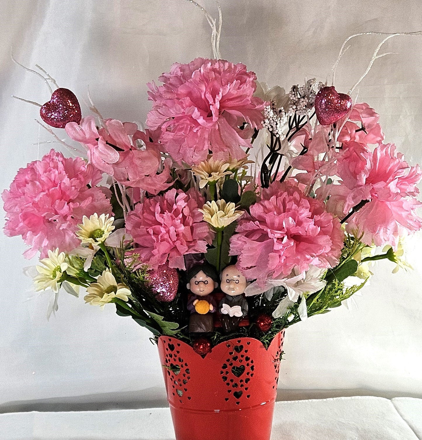 Romantic Grandparents Flower Arrangement, Love Grandma, Love Grandpa, Grandparents Flower Centerpiece