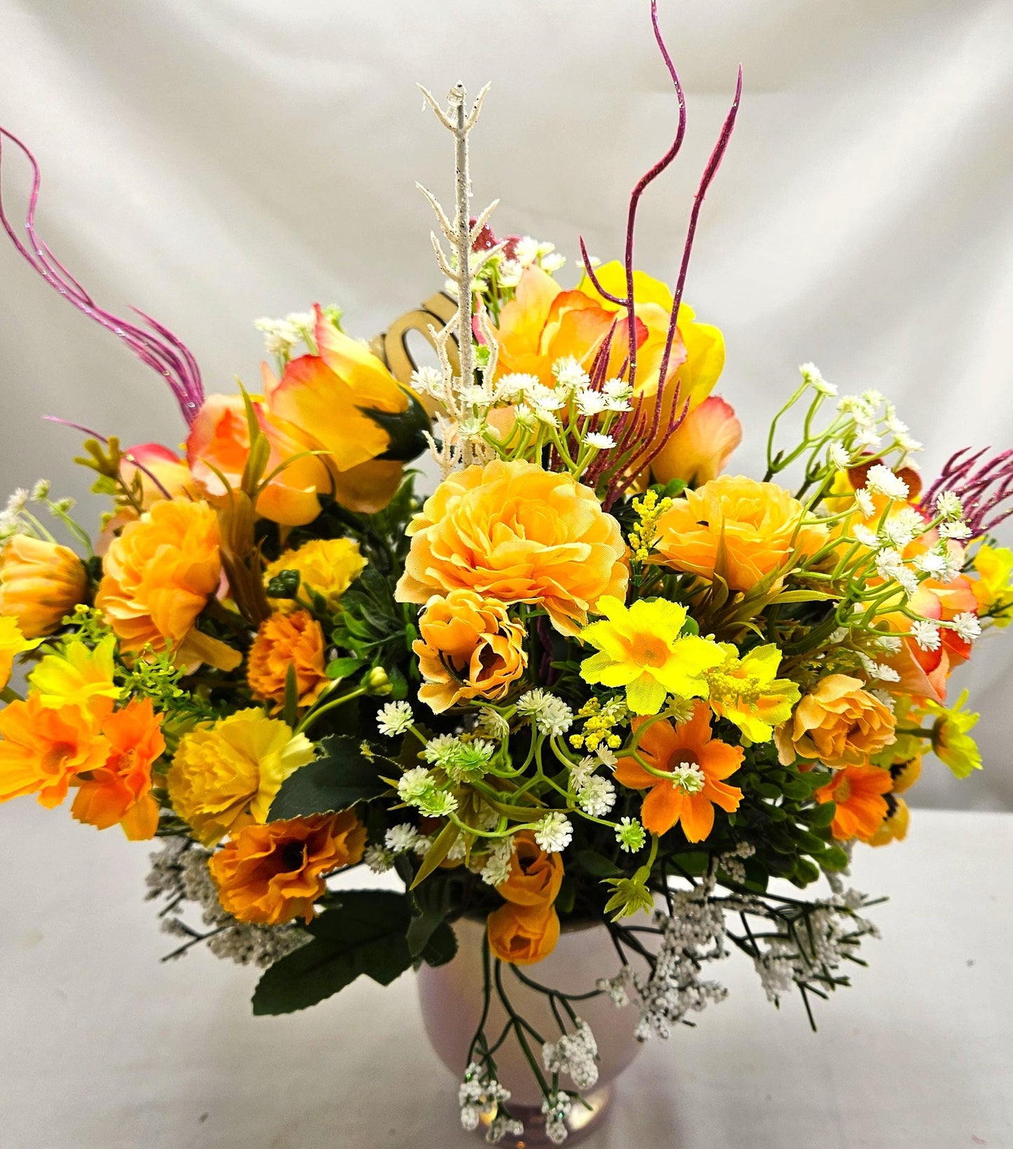 Loving, Heartwarming Love Flower Arrangements in a Footed Ceramic with Sweetheart Couples, 2 Choices, With Hearts/Love Sentiments