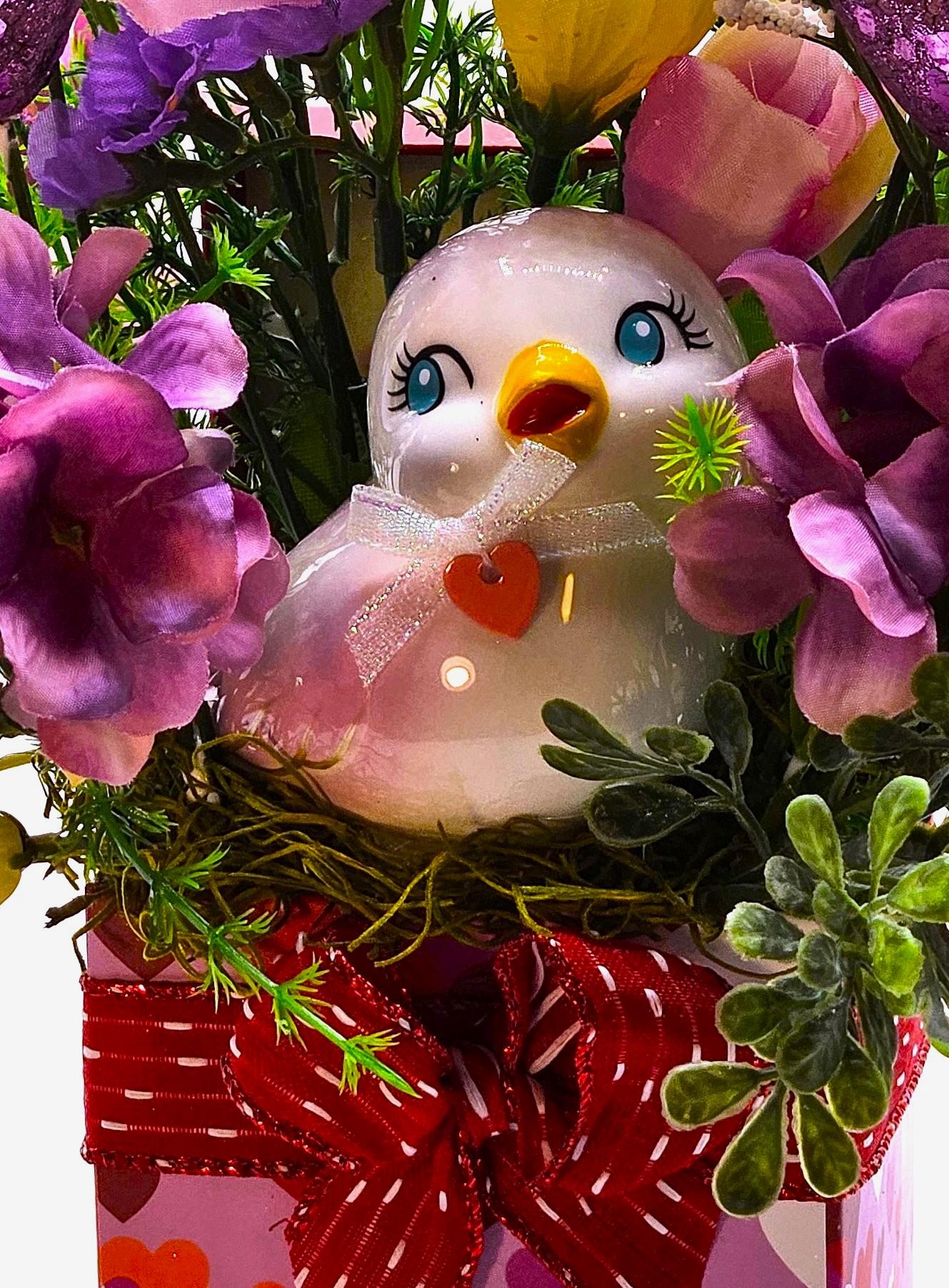 Cheerful Ceramic Bird or Wooden Happy Llama/Hearts/Love Gestures/Ribbon/Bow/Heart/Love Decorated Box w/Lid/Mix of Pastel Florals/Gift/Decor