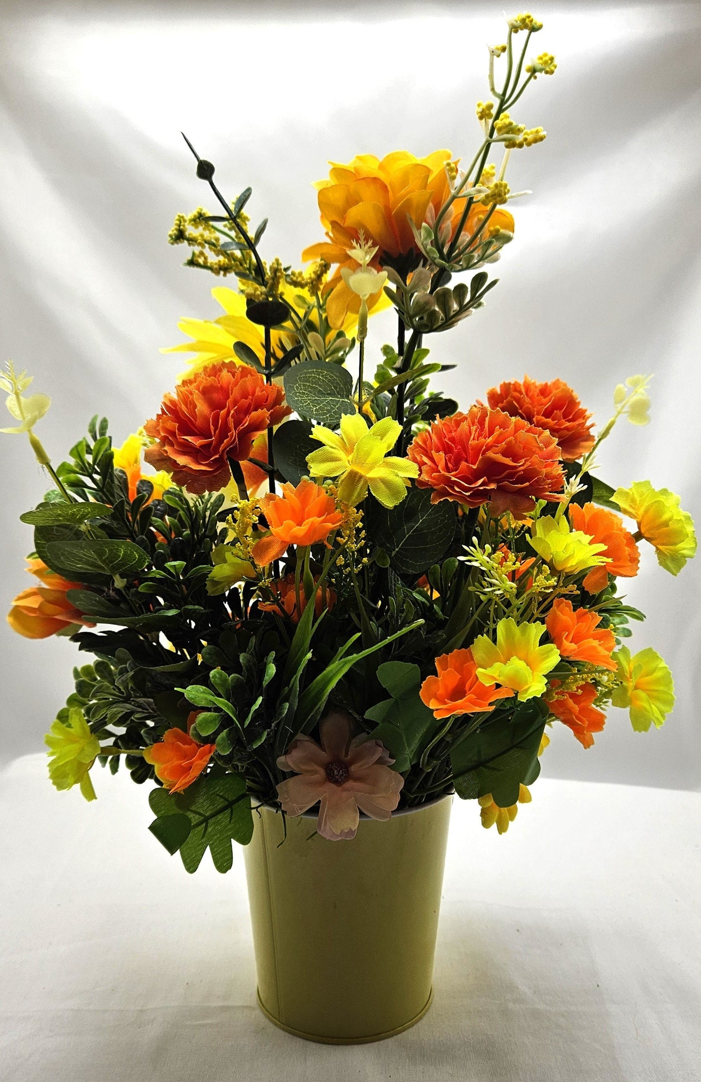 Cute Hedgehogs in a Bright, Vivid Cheerful Yellow floral Garden, A Plush Hedgehog Plus Smaller ones Scattered Throughout the Floral Piece