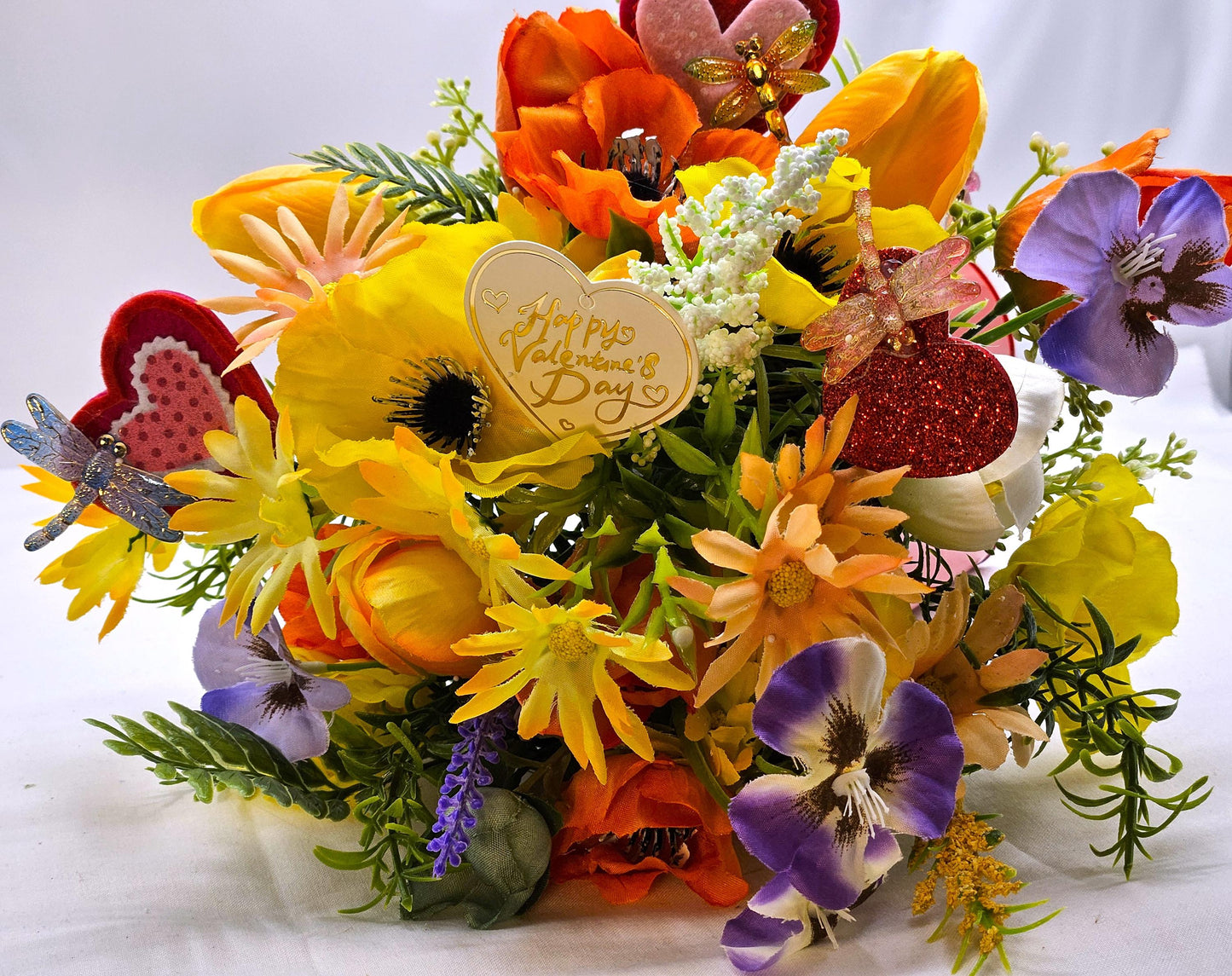 Love Messages with Mailbox Flower Arrangements, Valentine Gifts, Butterflies, Wild Flowers Tulips, Heart Day