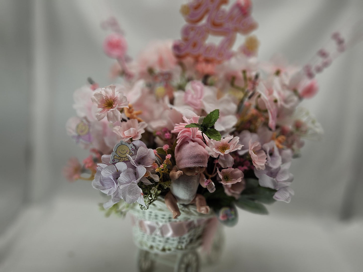 Welcome Baby W/these Pink Buggy or Blue Basket/Bassinet Floral Centerpieces, 2 Options, Boy or Girl, Baby Accents and Decor/Great for Shower