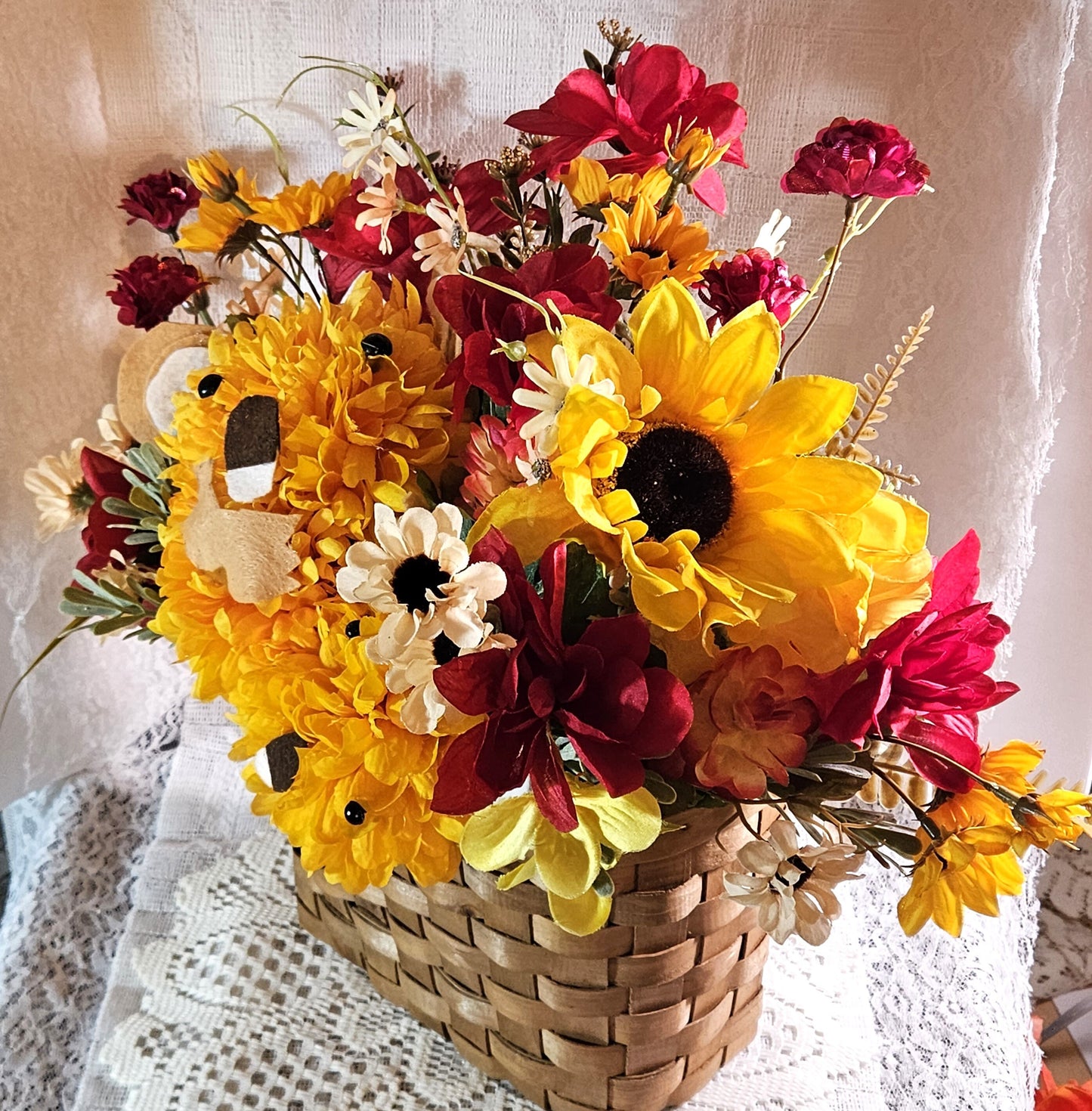 Artificial Flower Arrangement Centerpiece Featuring Faux Carnation Koala Mom & Baby