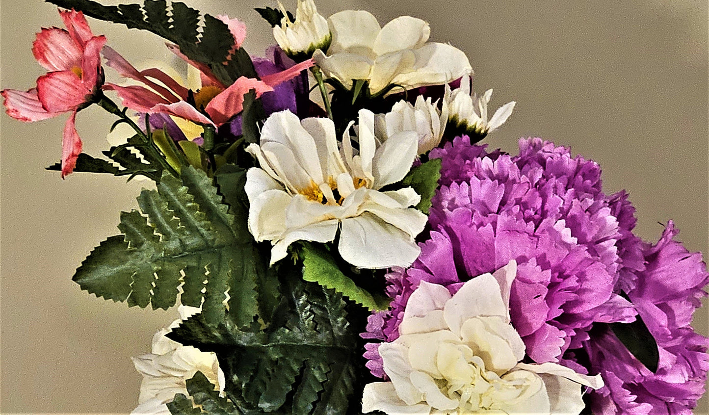 Artificial Pastel Flower Arrangement in a Pretty Ceramic Dish, Perfect For Easter or Special Gift
