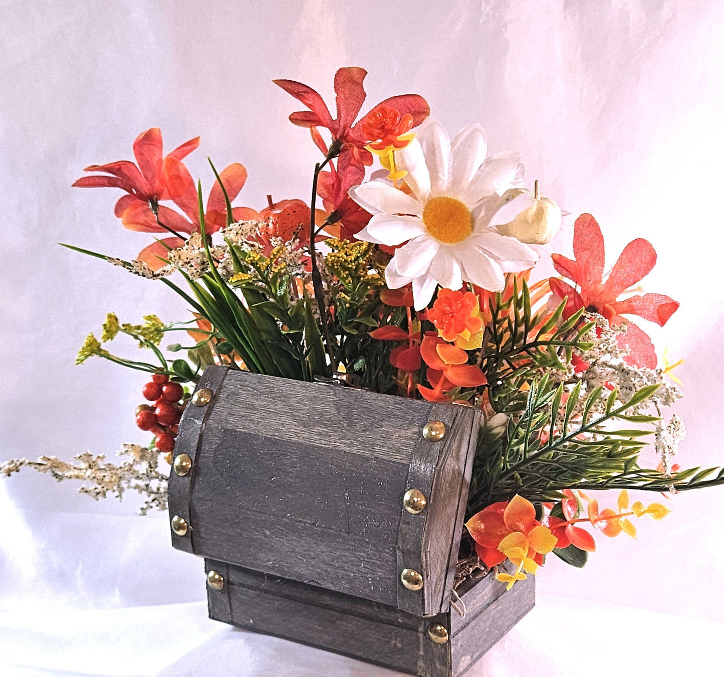 Hedgehog Treasure Chest Flower Arrangement: Cheerful Get Well Gift