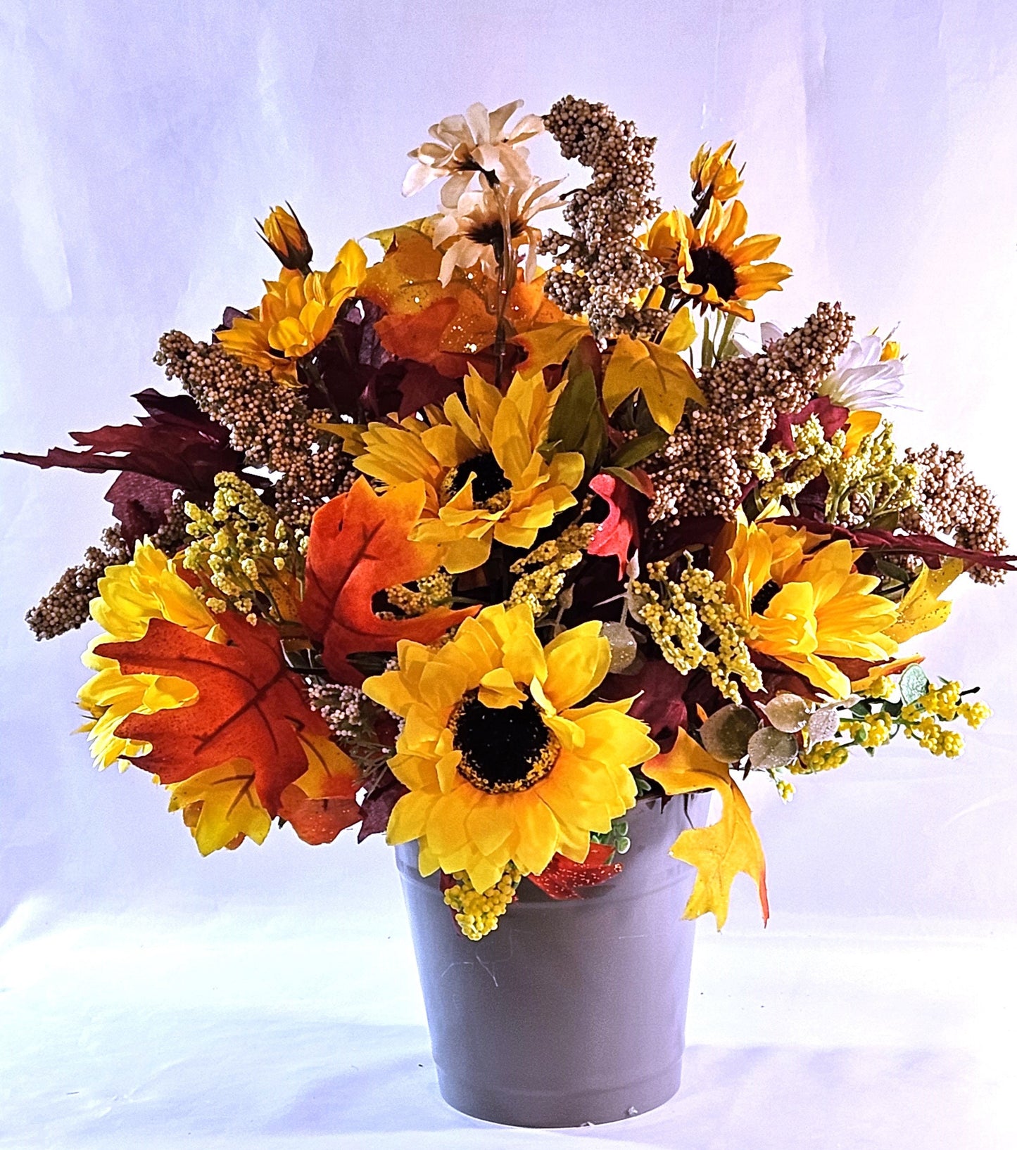 Fall Autumn Sunflower Floral Arrangement with Adorable Porcupine, Great Fall Home or Office Decor, Great Gift For Nature Lover