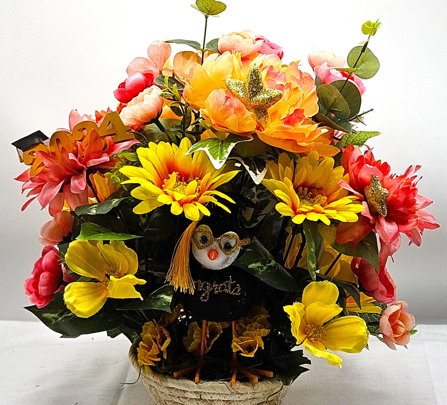 2024 Graduate Bird Flower Arrangement - Unique Senior High School & College Graduation Centerpiece - Gift