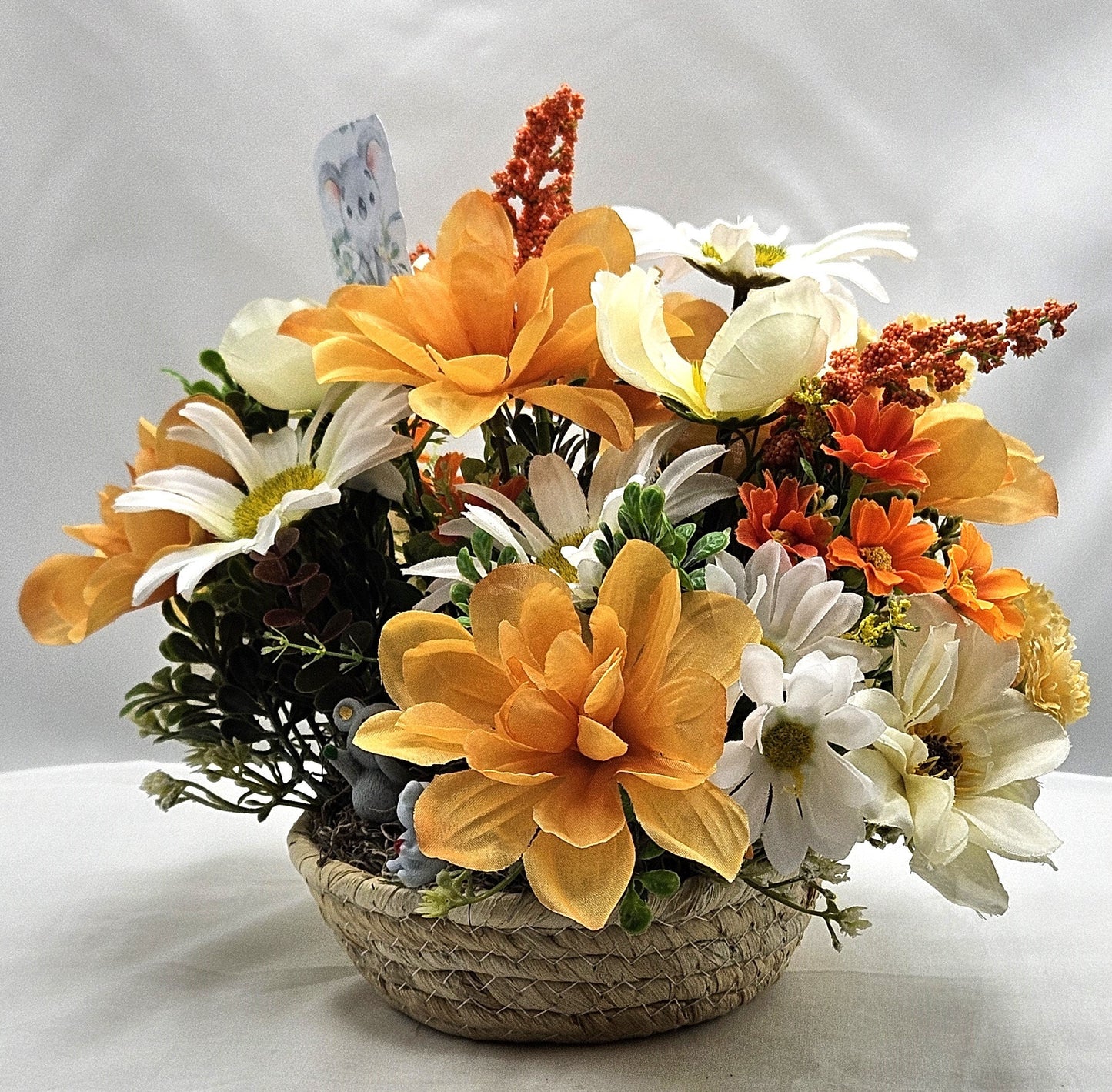 Adorable Koala Bear Flower Arrangement in Woven Basket - Thank You Decor for the Koala Bear Lover in Your Life, Gratitide Gift