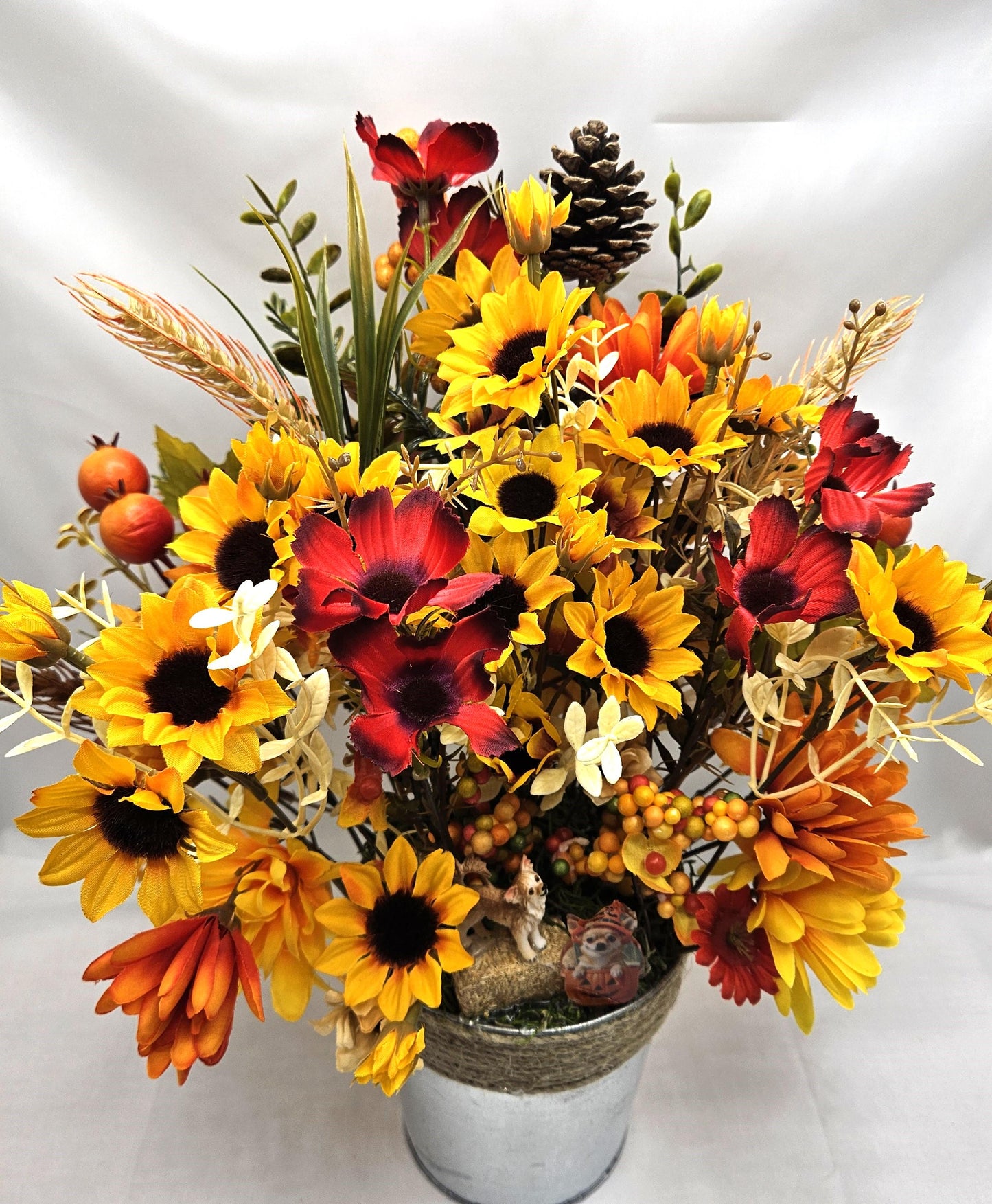 Chihuahua Dogs Amidst Fall Autumn Garden,Red/Orange/Yellow Sunflowers/Leaves/Fall Accents/Chihuahua Lover Gift/Autumn Decor/Nature Lover