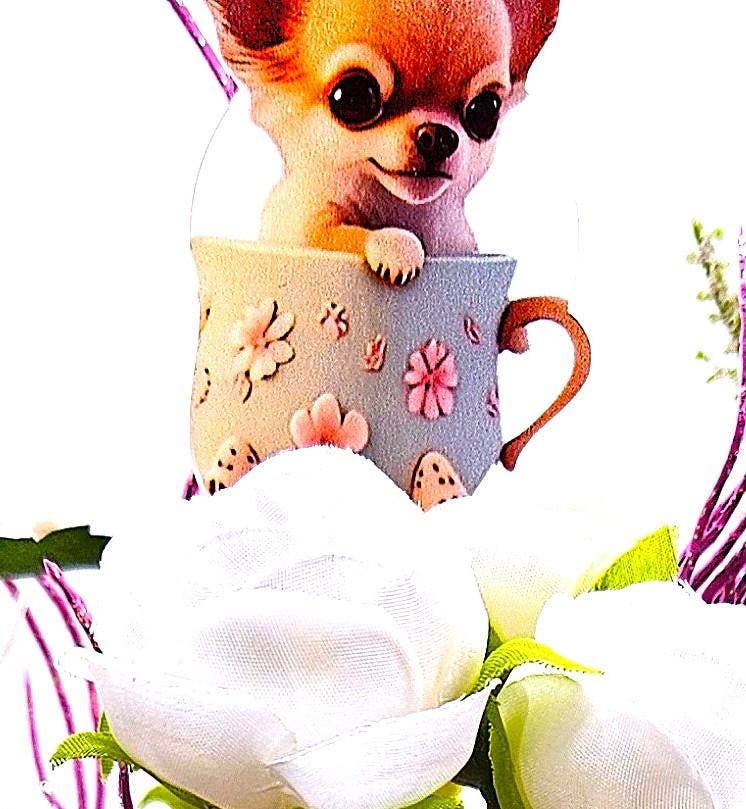 Say It With Flowers/Unique Gifts for Any Occasion/Two Options - Cute Mom/Baby Pig or Adorable Chihuahua Pups/Bithday, Get Well, Love You