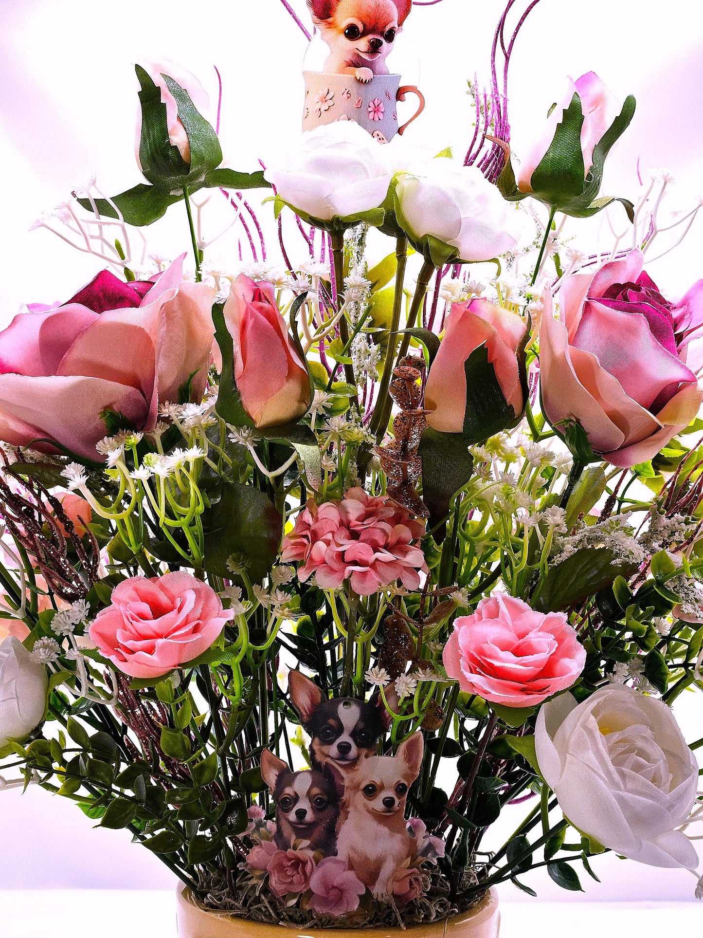 Say It With Flowers/Unique Gifts for Any Occasion/Two Options - Cute Mom/Baby Pig or Adorable Chihuahua Pups/Bithday, Get Well, Love You