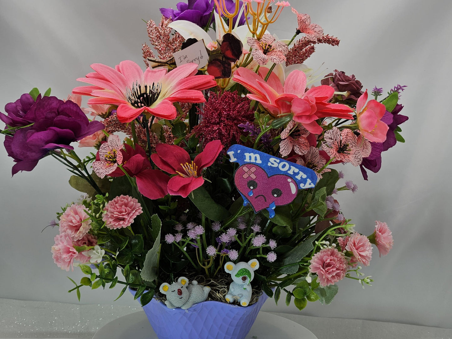 Apology Flower Arrangement: Teddy Bear or Woodland Creatures