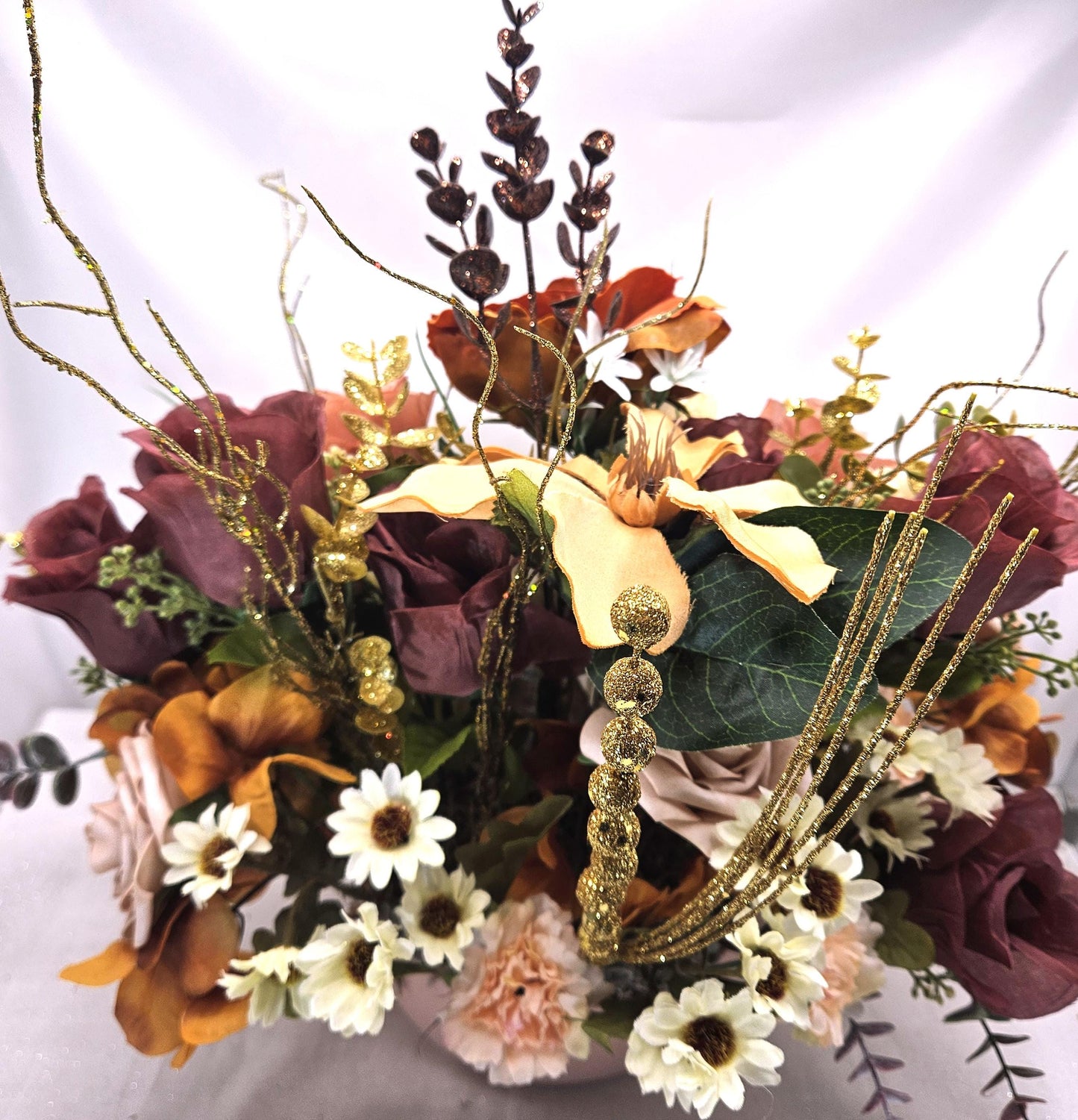 Celebrate the Majestic Elephant Flower Centerpiece/2 options/Modern or Nostalgic Elephant Design/Orange/Yellow or Coffee/Tan Flowers/Greens