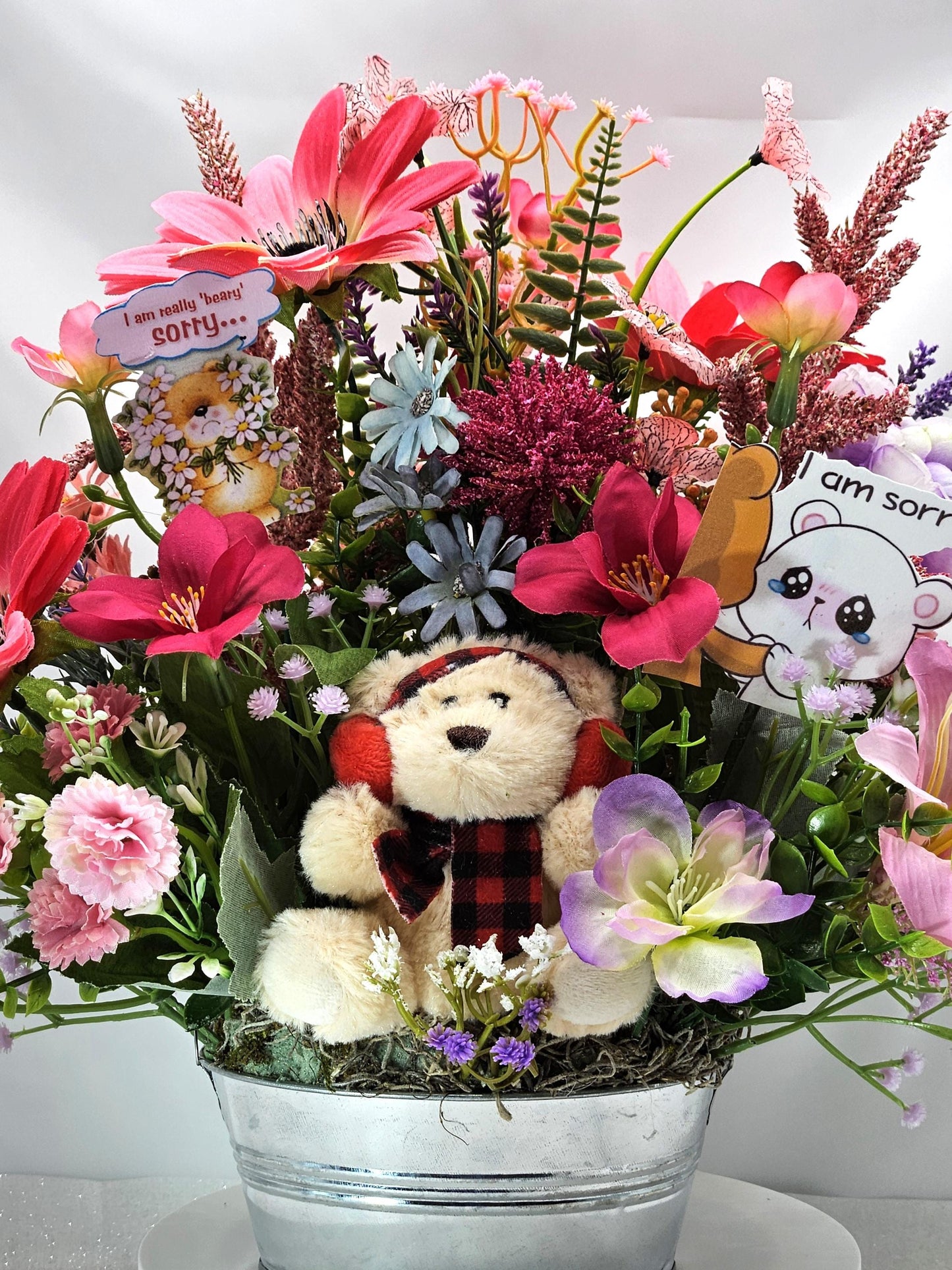 Apology Flower Arrangement: Teddy Bear or Woodland Creatures