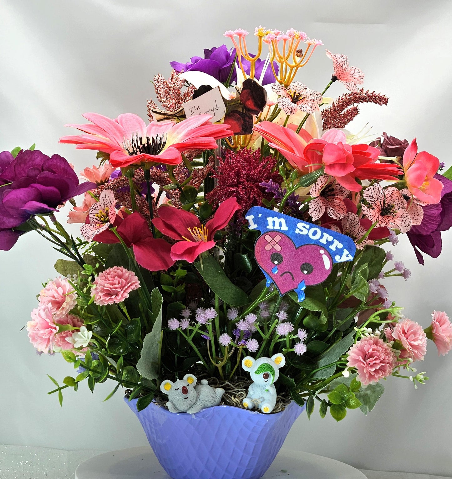 Apology Flower Arrangement: Teddy Bear or Woodland Creatures