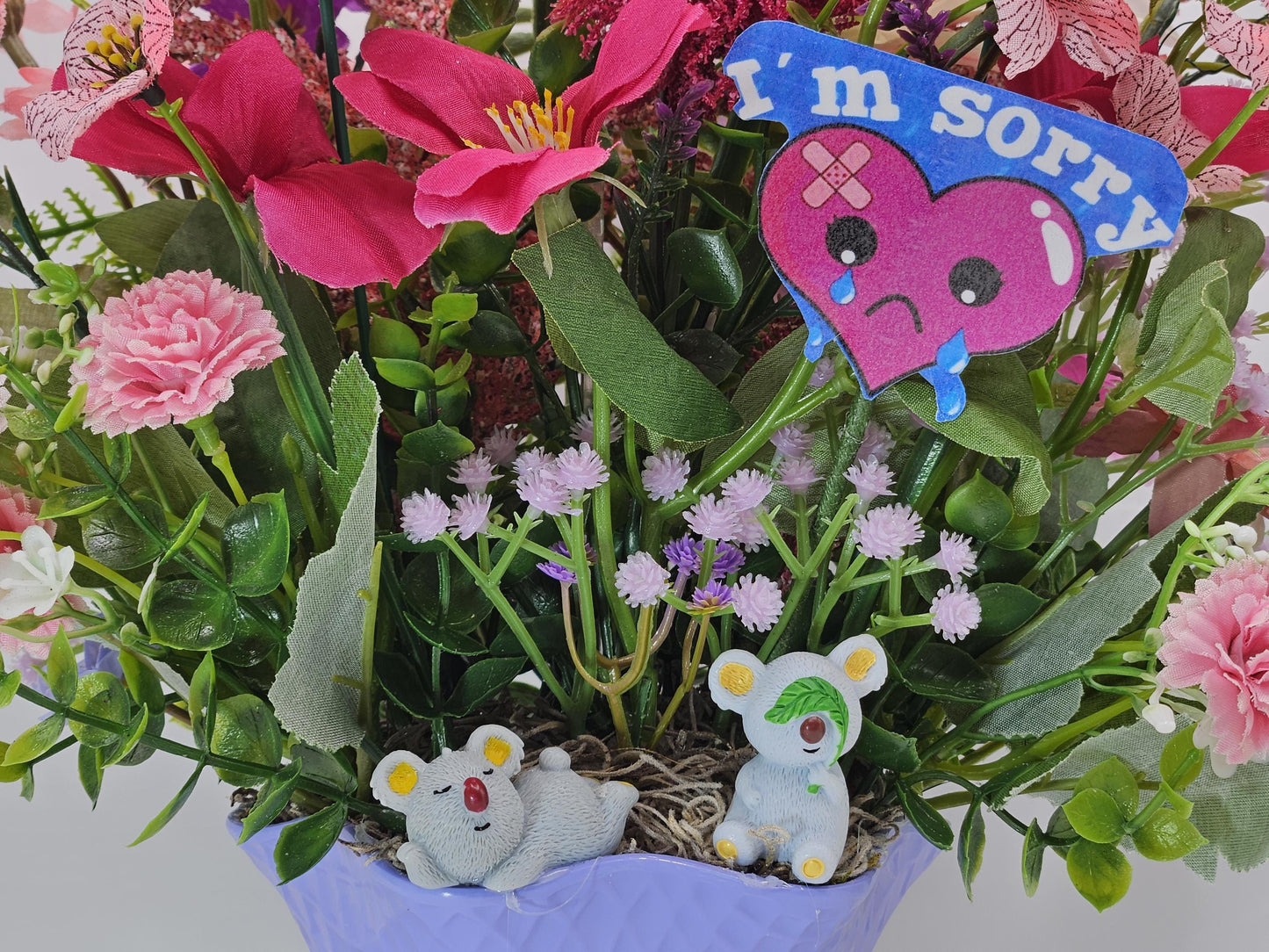 Apology Flower Arrangement: Teddy Bear or Woodland Creatures