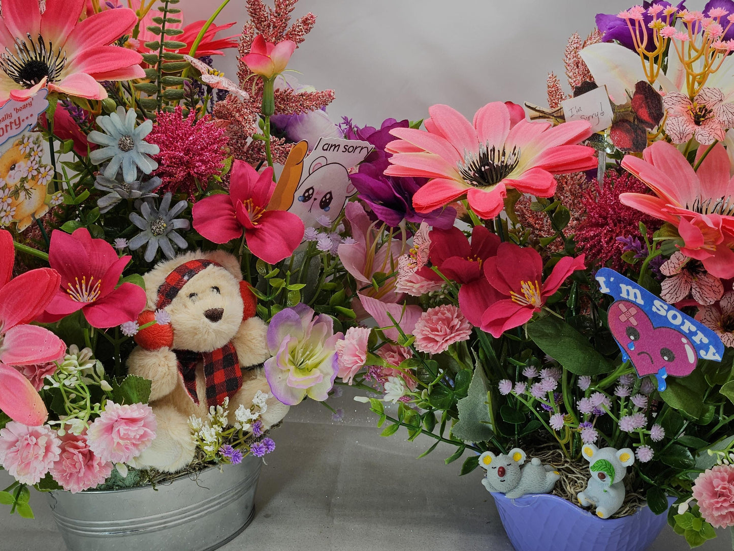 Apology Flower Arrangement: Teddy Bear or Woodland Creatures