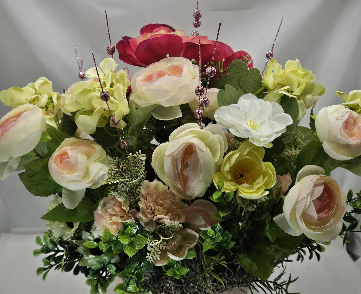 Chetah Couple in Pink/White/Yellow Flower Bouquet/Cosmos/Dahlias/Ranunculus/Daisies/Petunias/Greens/Other Flowers/Nature/Cheetah Lover Gift