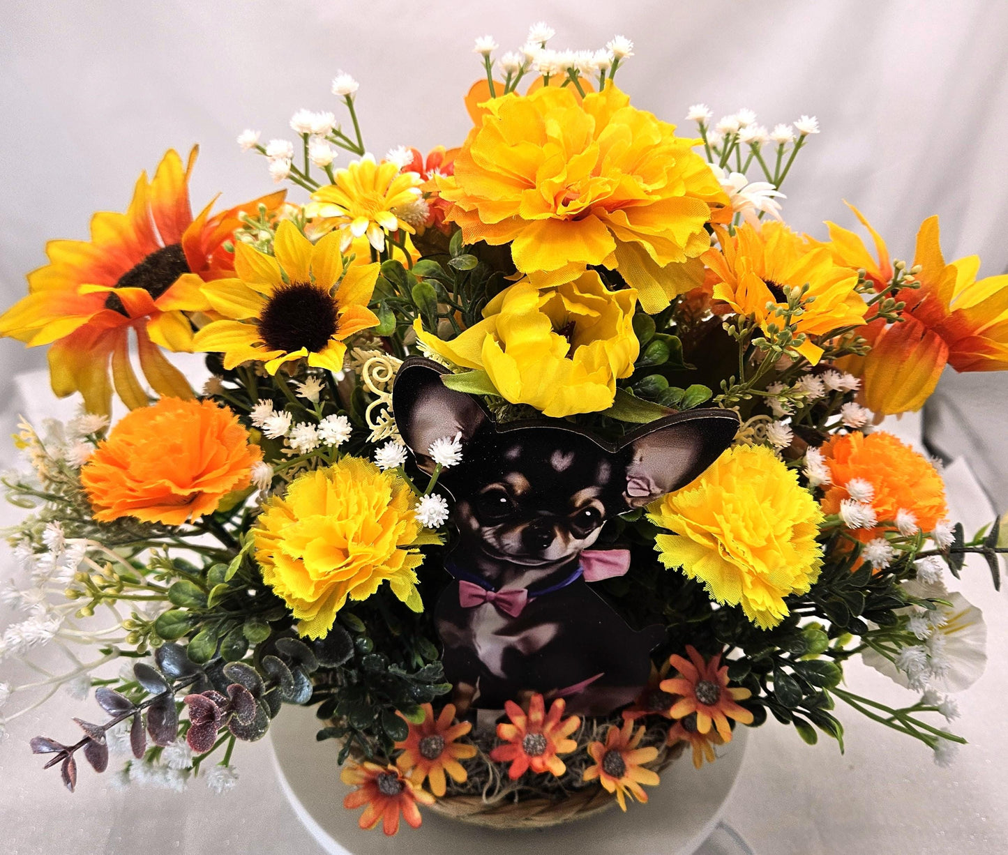 Dog Lover Gifts/Home Decor Ideas/I love my Chihuahua/Two Options to Choose From/2 Little Chis in a Red Wagon/Blk/Tan Acrylic Chi in Flowers