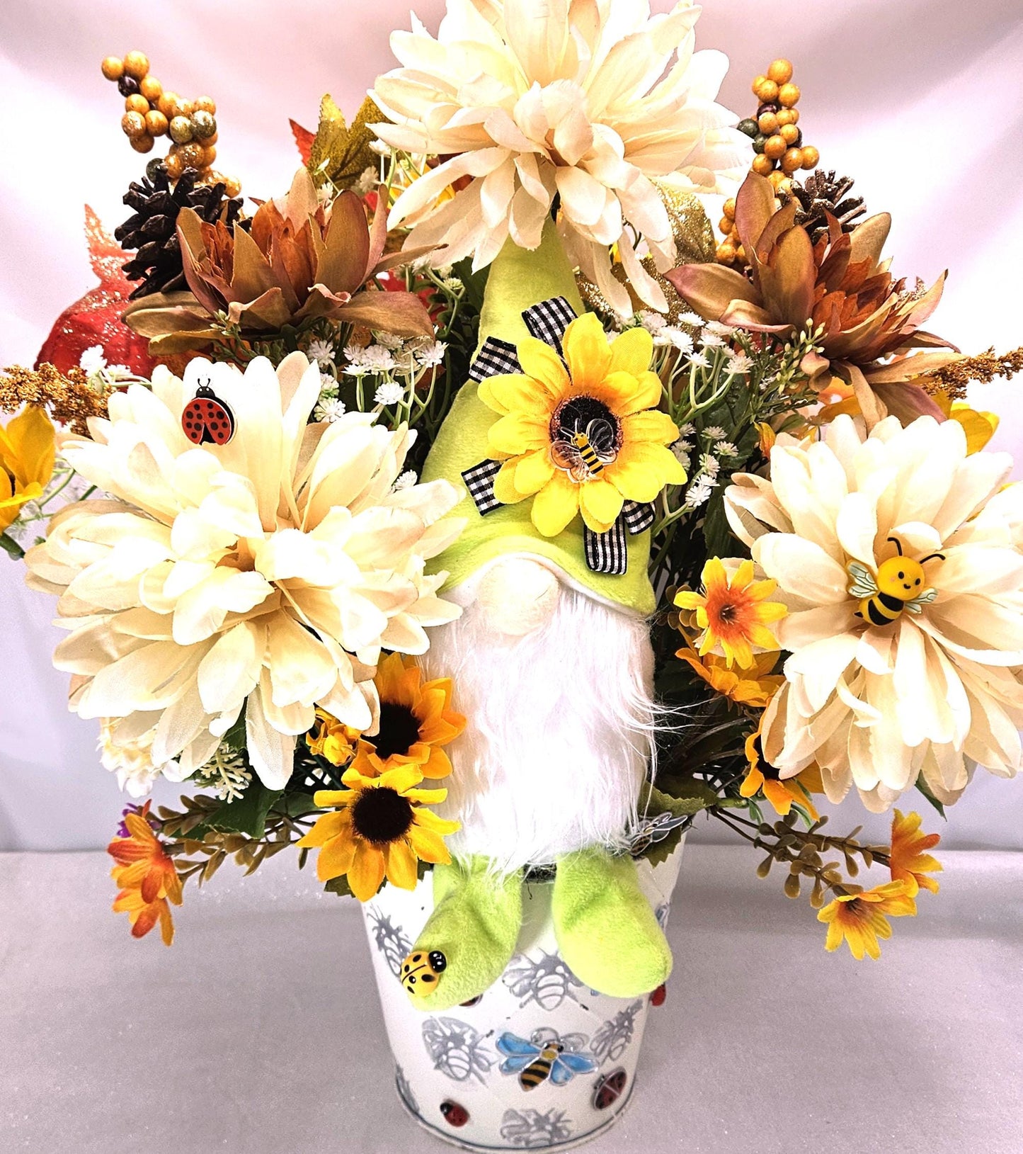 Gnome Lover/Owl Lover Autumn/Fall Gift Ideas/Flower CenterPieces/Bees/Lady Bugs/Owls and Gnomes/Celebrate/Decorate/Gifting Ideas/2 Options
