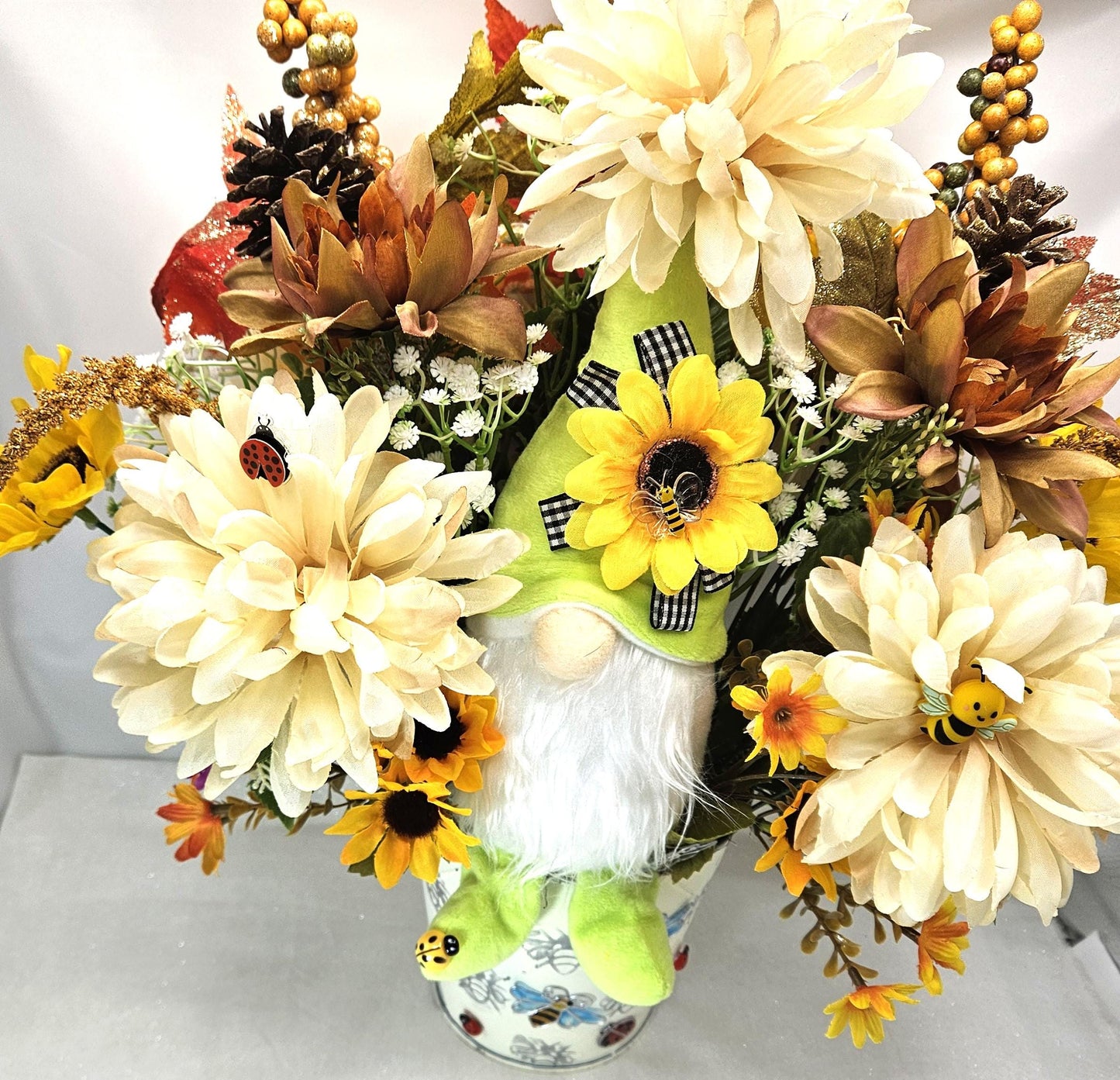 Gnome Lover/Owl Lover Autumn/Fall Gift Ideas/Flower CenterPieces/Bees/Lady Bugs/Owls and Gnomes/Celebrate/Decorate/Gifting Ideas/2 Options