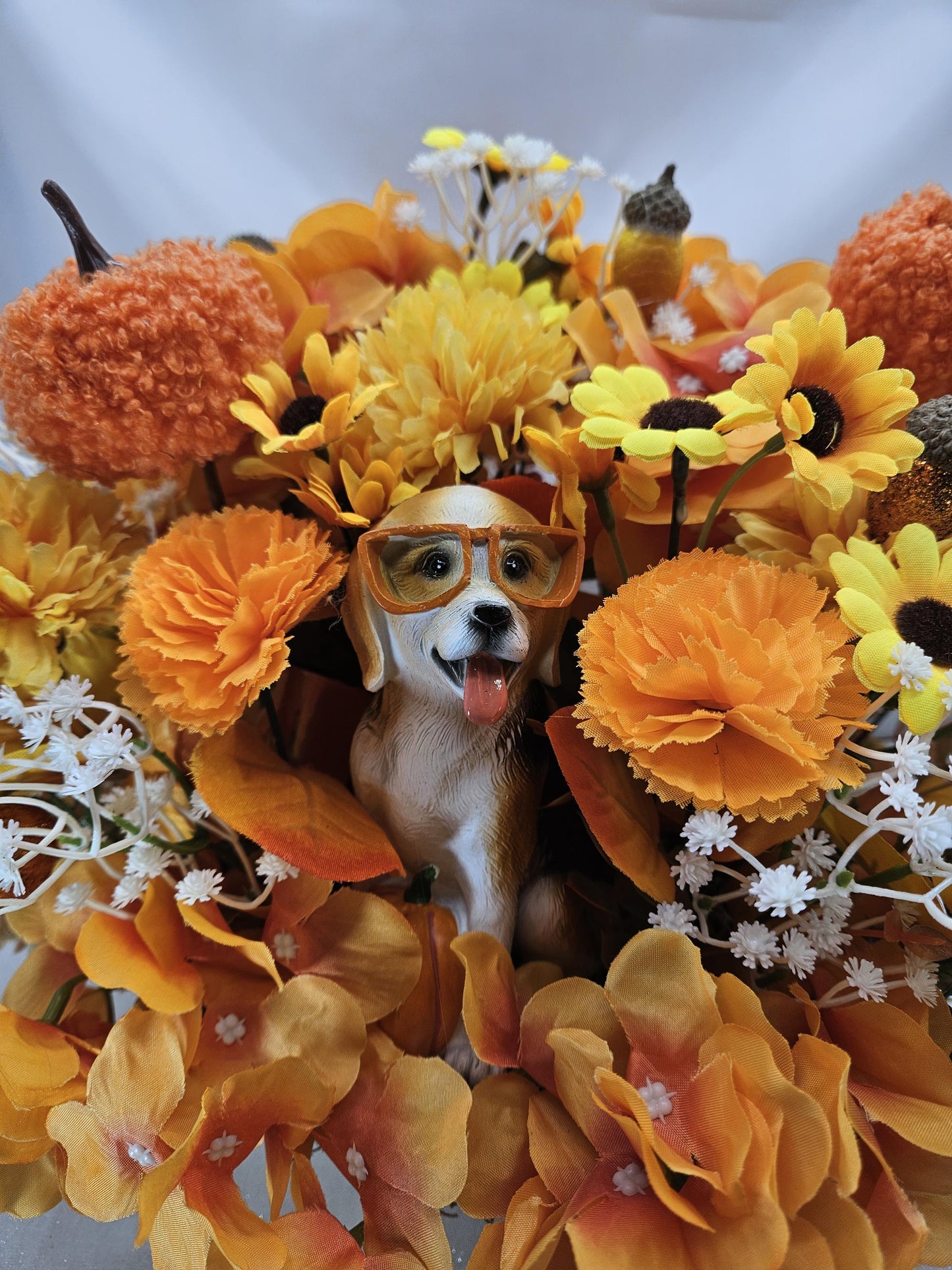 Dog in Pumpkin Centerpiece: Fall Floral Decor, Sunglasses Dogs