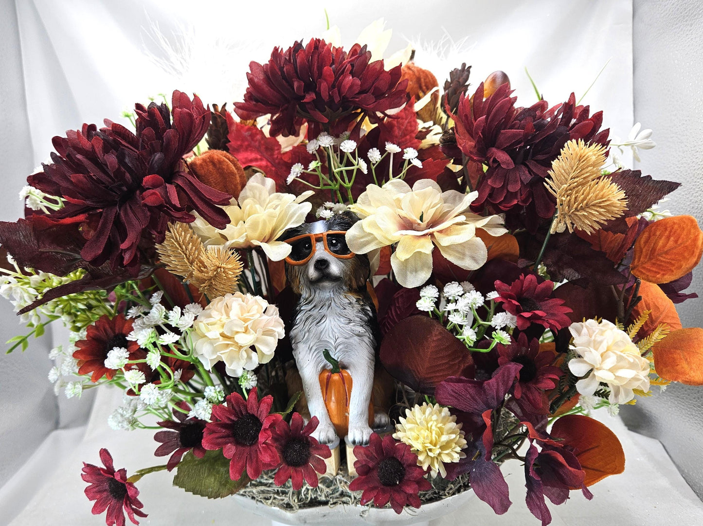 Dog in Pumpkin Centerpiece: Fall Floral Decor, Sunglasses Dogs