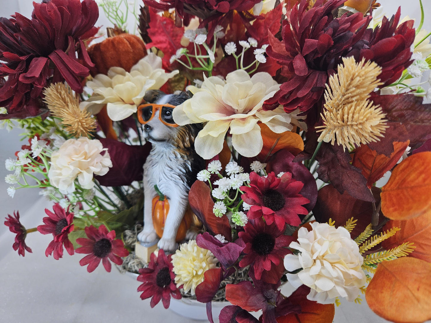 Dog in Pumpkin Centerpiece: Fall Floral Decor, Sunglasses Dogs