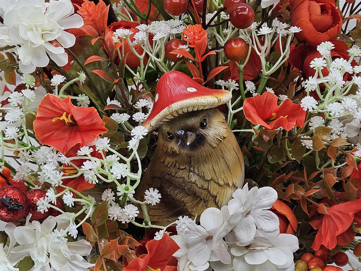 Pumpkin Floral Arrangement: Autumn Bird Garden Centerpiece