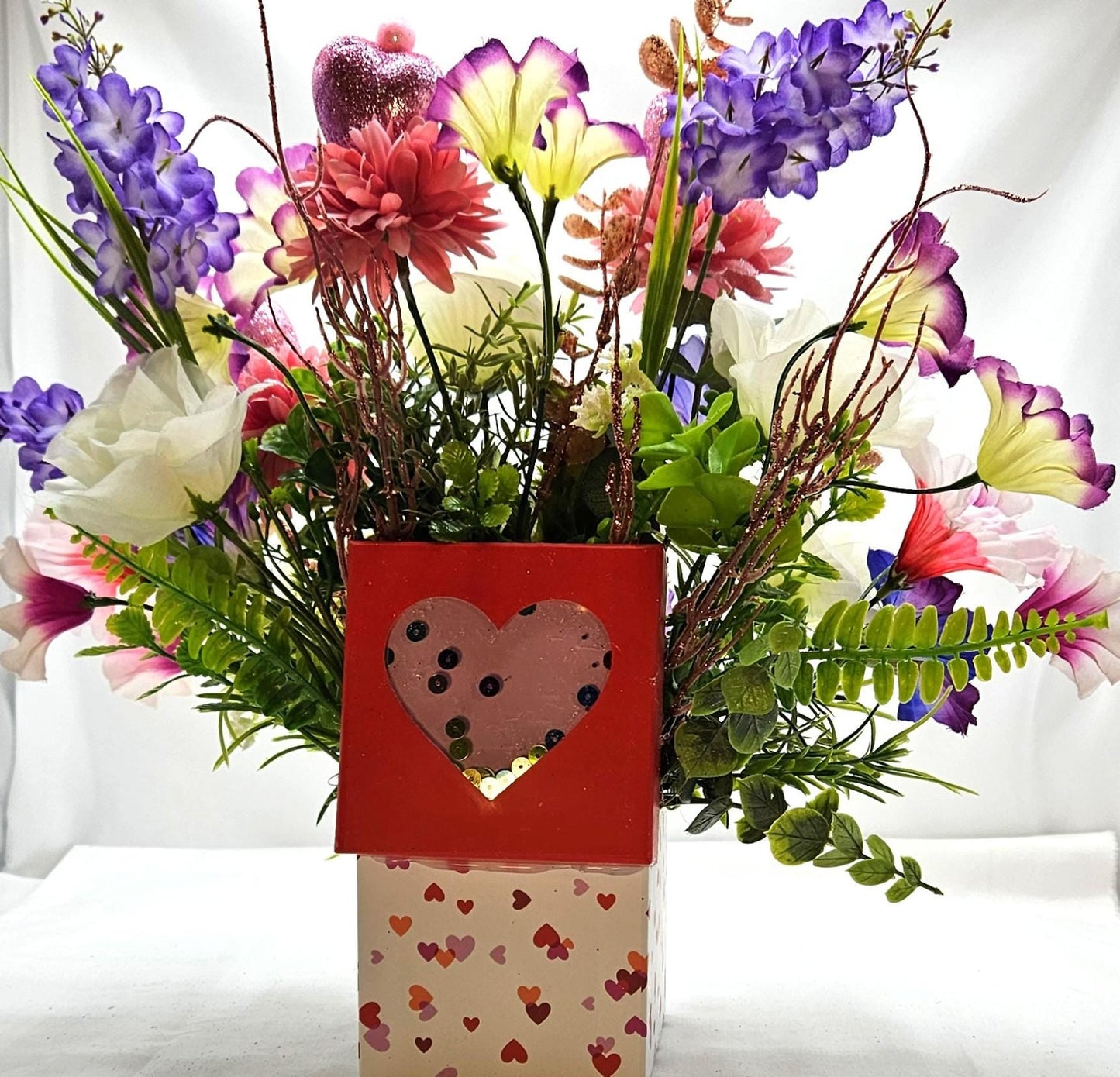 Cheerful Ceramic Bird or Wooden Happy Llama/Hearts/Love Gestures/Ribbon/Bow/Heart/Love Decorated Box w/Lid/Mix of Pastel Florals/Gift/Decor