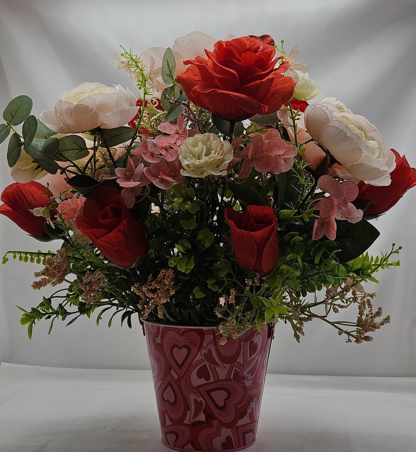 Sweetheart On A Swing Art, Garden Lover's Gift, Pink Rose, Red Rose, Love Expression, Flowers And Hearts