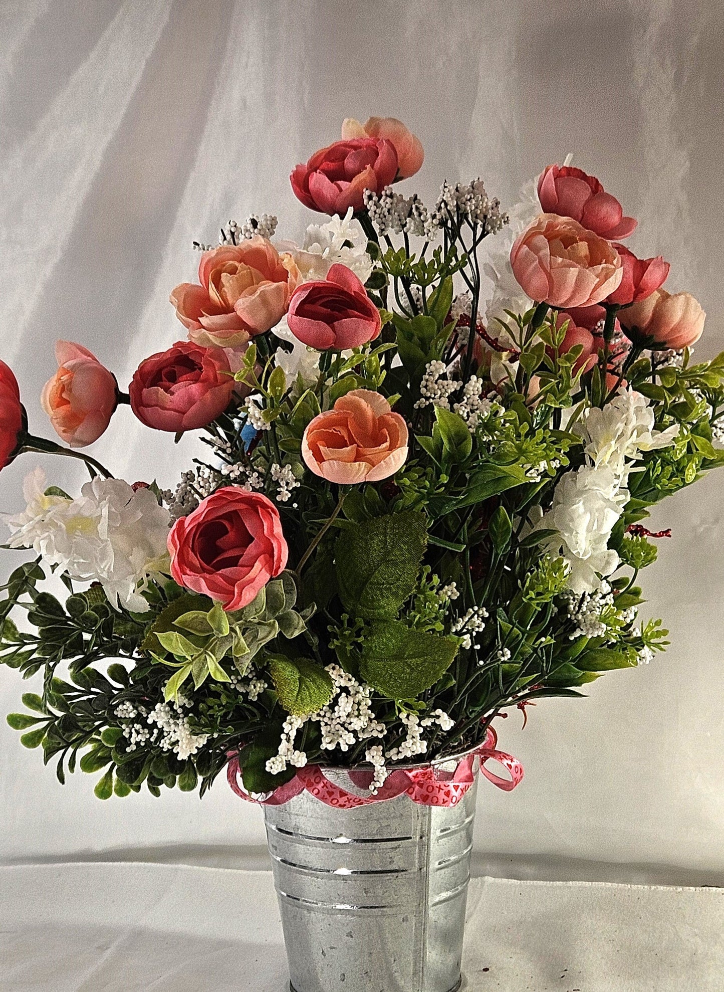 Romantic Sloth Flower Arrangement with Sloth, Romanntic Flower Arrangement with Peonies/White Florals