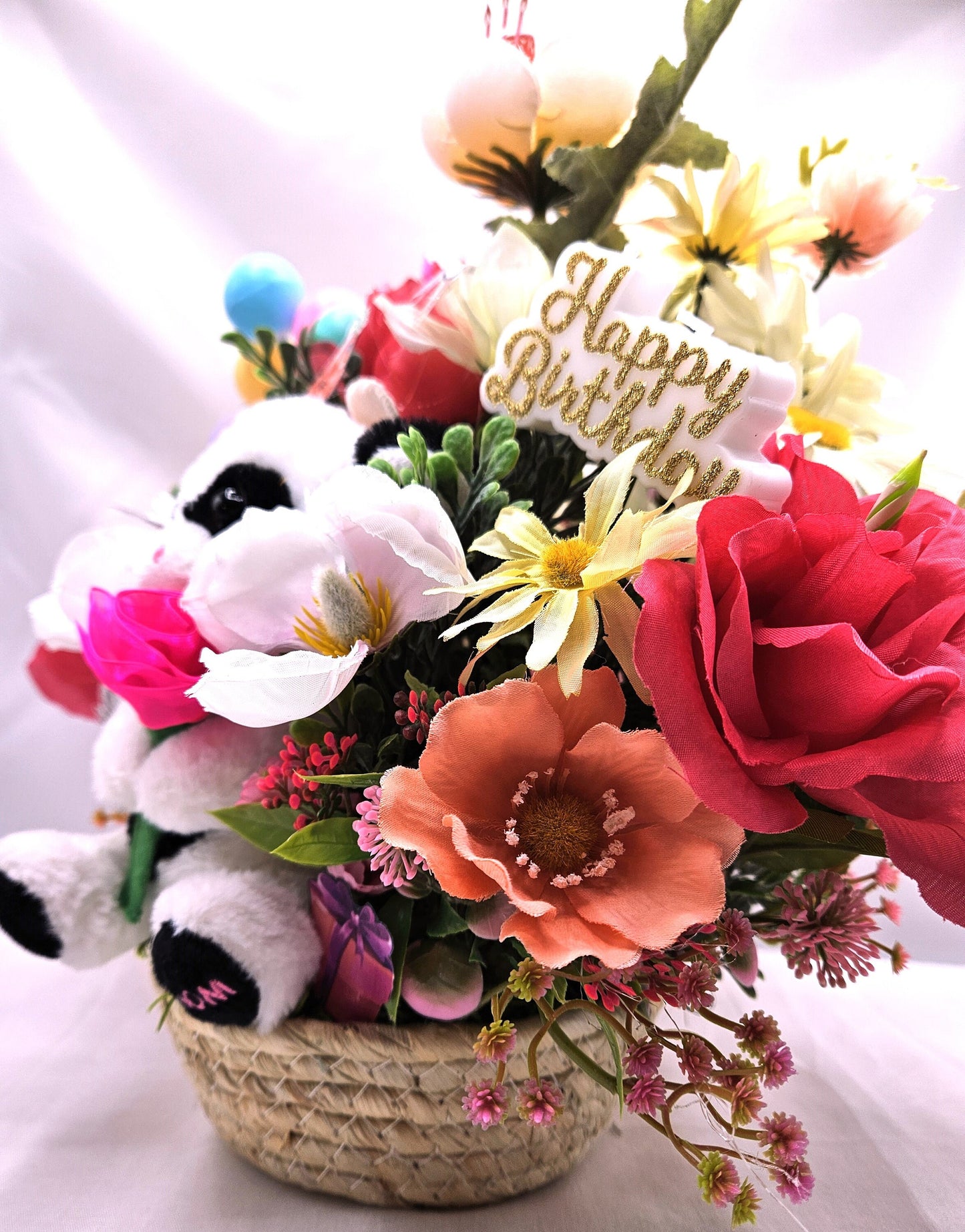 Happy Birthday Flower Arrangements, Two Options, Mom Birthday, Presents, Candles, Balloons, Happy Birthday Sign, Cute Cows, Party Hats