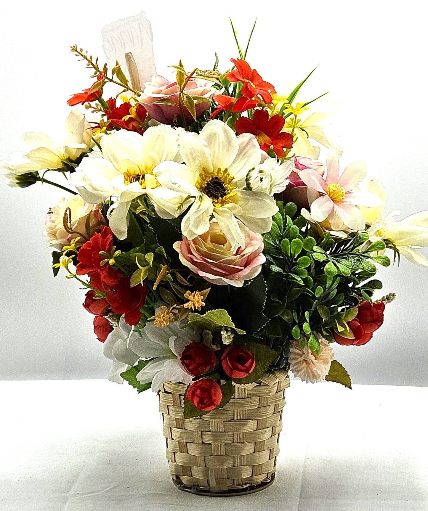 Love Nanny, Gift for Nanny Flowers, Happy Birthday Nanny,Pink and White Daisies/Sunflowers/Roses. Nanny Wood Heart Love Message