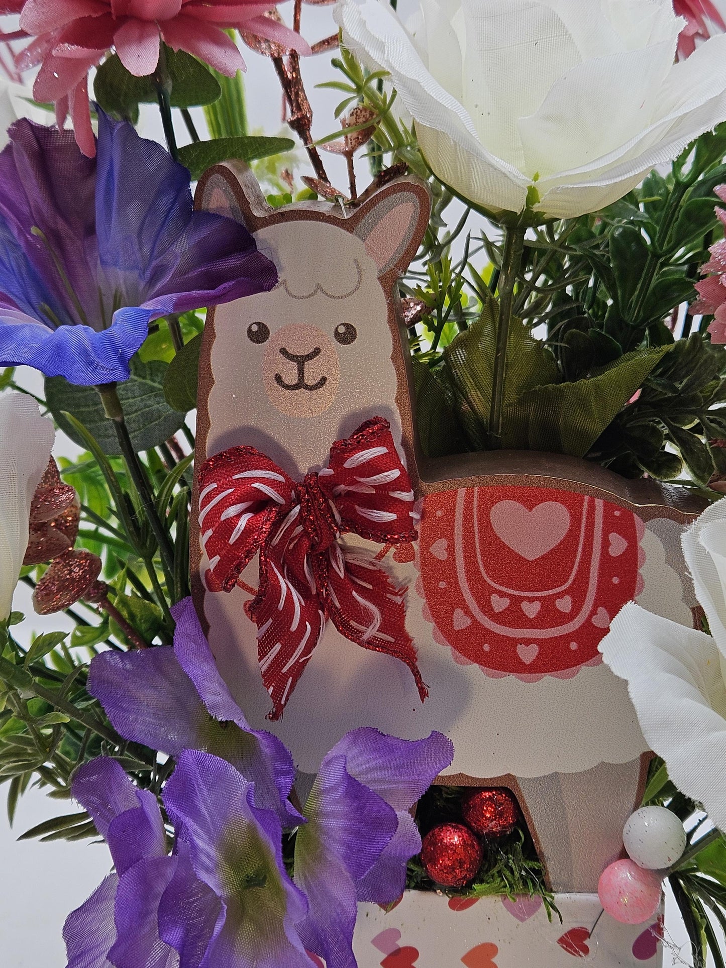 Cheerful Ceramic Bird or Wooden Happy Llama/Hearts/Love Gestures/Ribbon/Bow/Heart/Love Decorated Box w/Lid/Mix of Pastel Florals/Gift/Decor