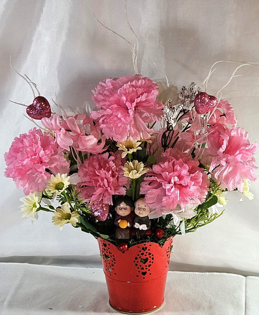 Romantic Grandparents Flower Arrangement, Love Grandma, Love Grandpa, Grandparents Flower Centerpiece