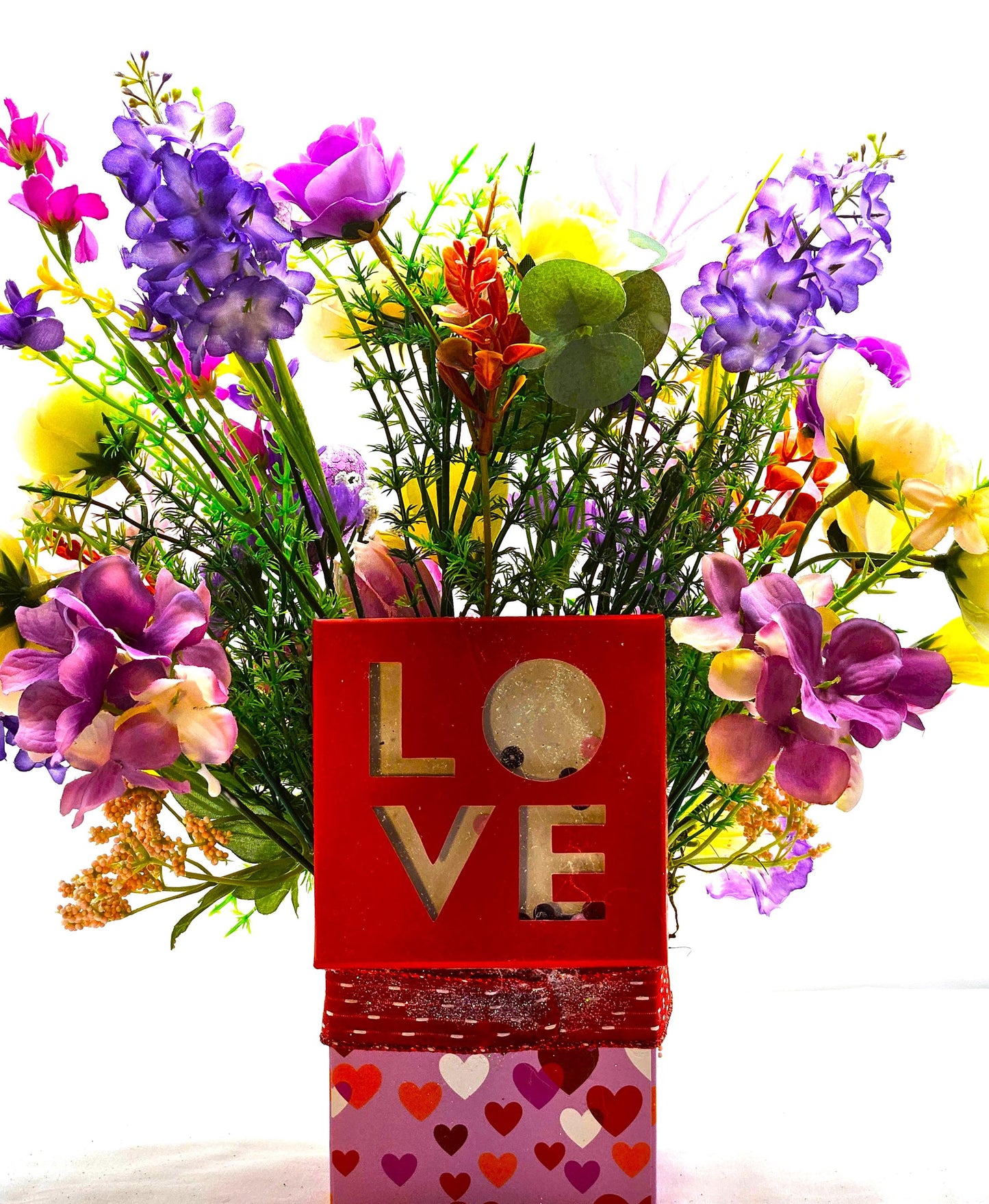 Cheerful Ceramic Bird or Wooden Happy Llama/Hearts/Love Gestures/Ribbon/Bow/Heart/Love Decorated Box w/Lid/Mix of Pastel Florals/Gift/Decor