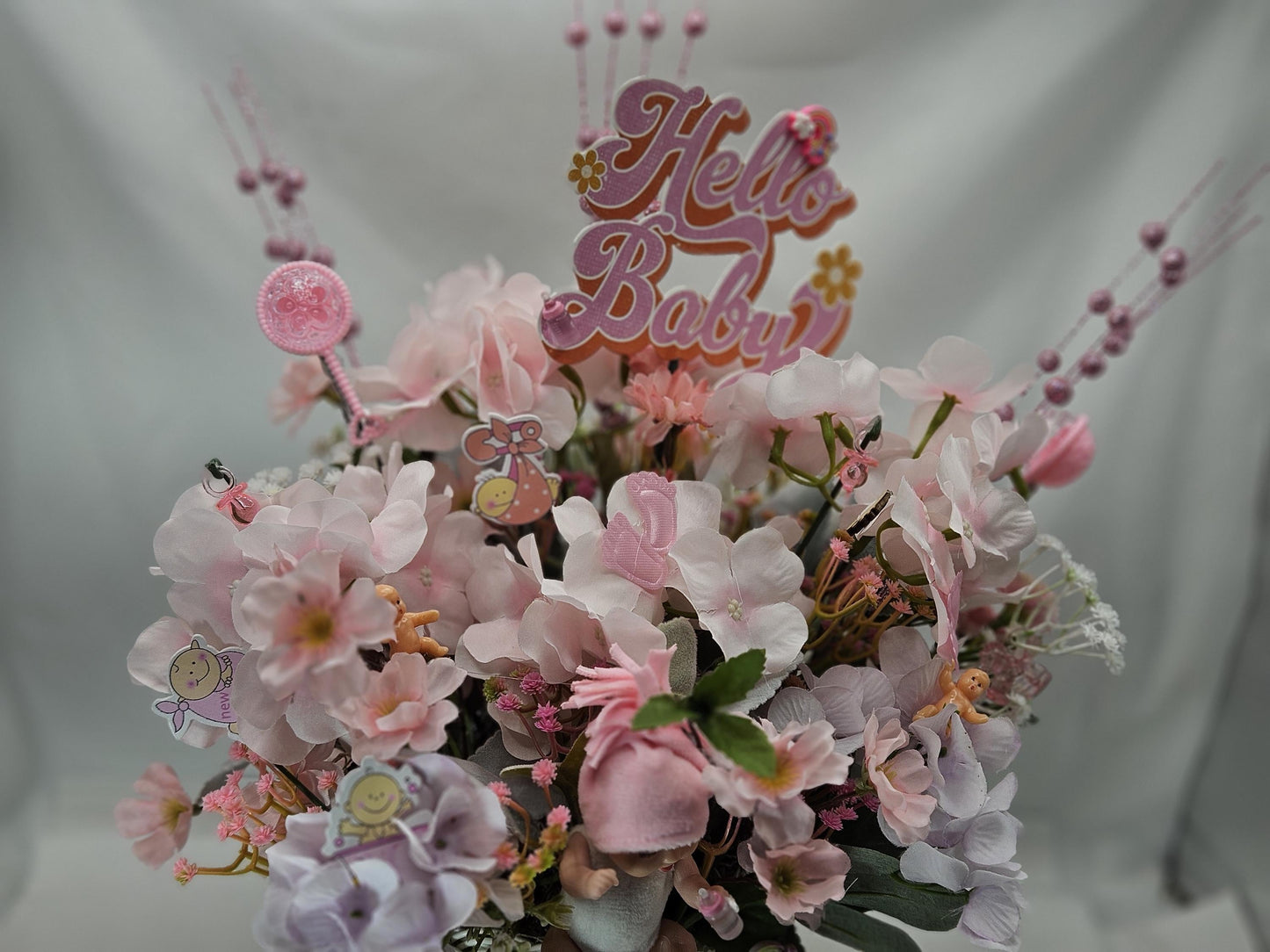 Welcome Baby W/these Pink Buggy or Blue Basket/Bassinet Floral Centerpieces, 2 Options, Boy or Girl, Baby Accents and Decor/Great for Shower