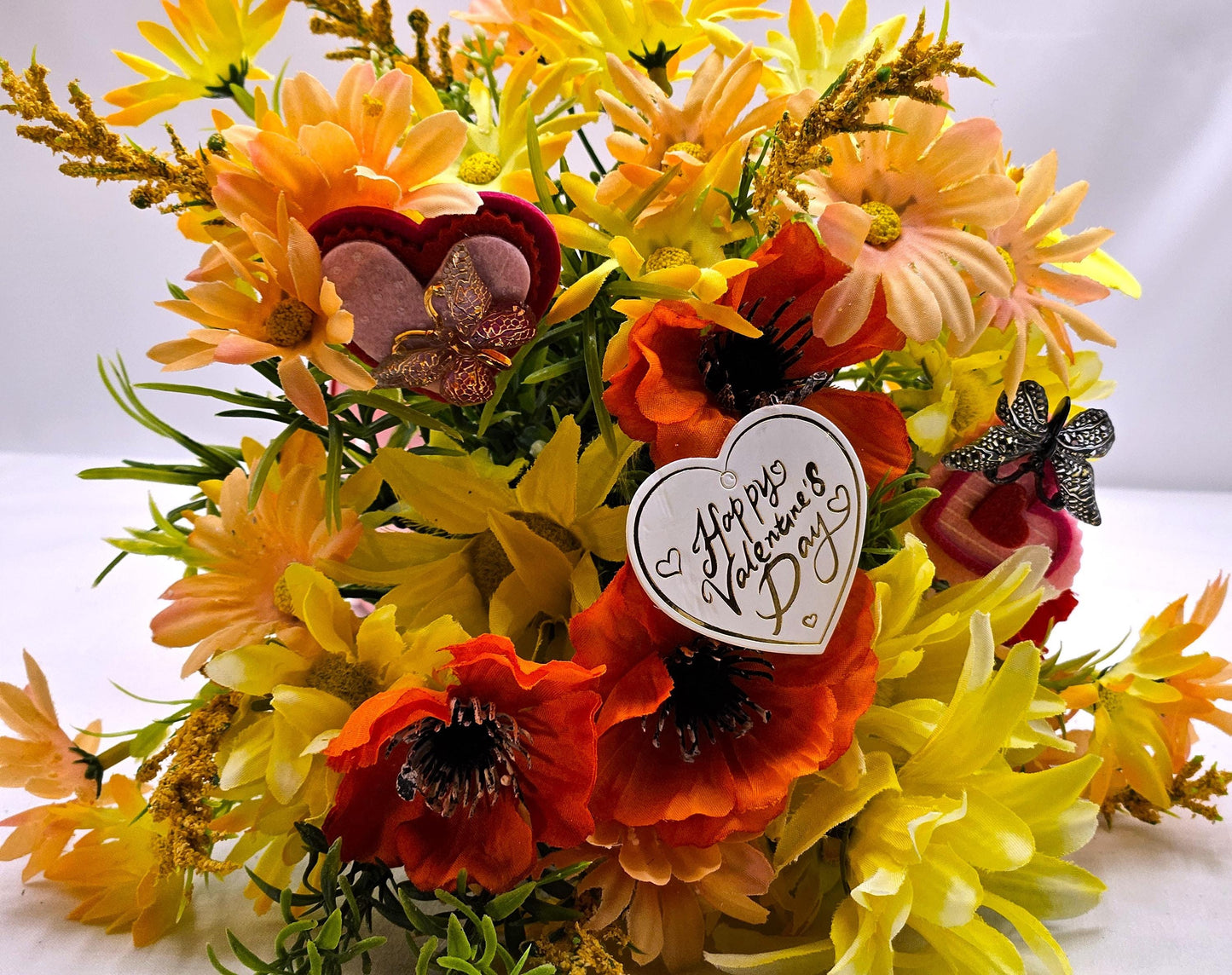 Love Messages with Mailbox Flower Arrangements, Valentine Gifts, Butterflies, Wild Flowers Tulips, Heart Day